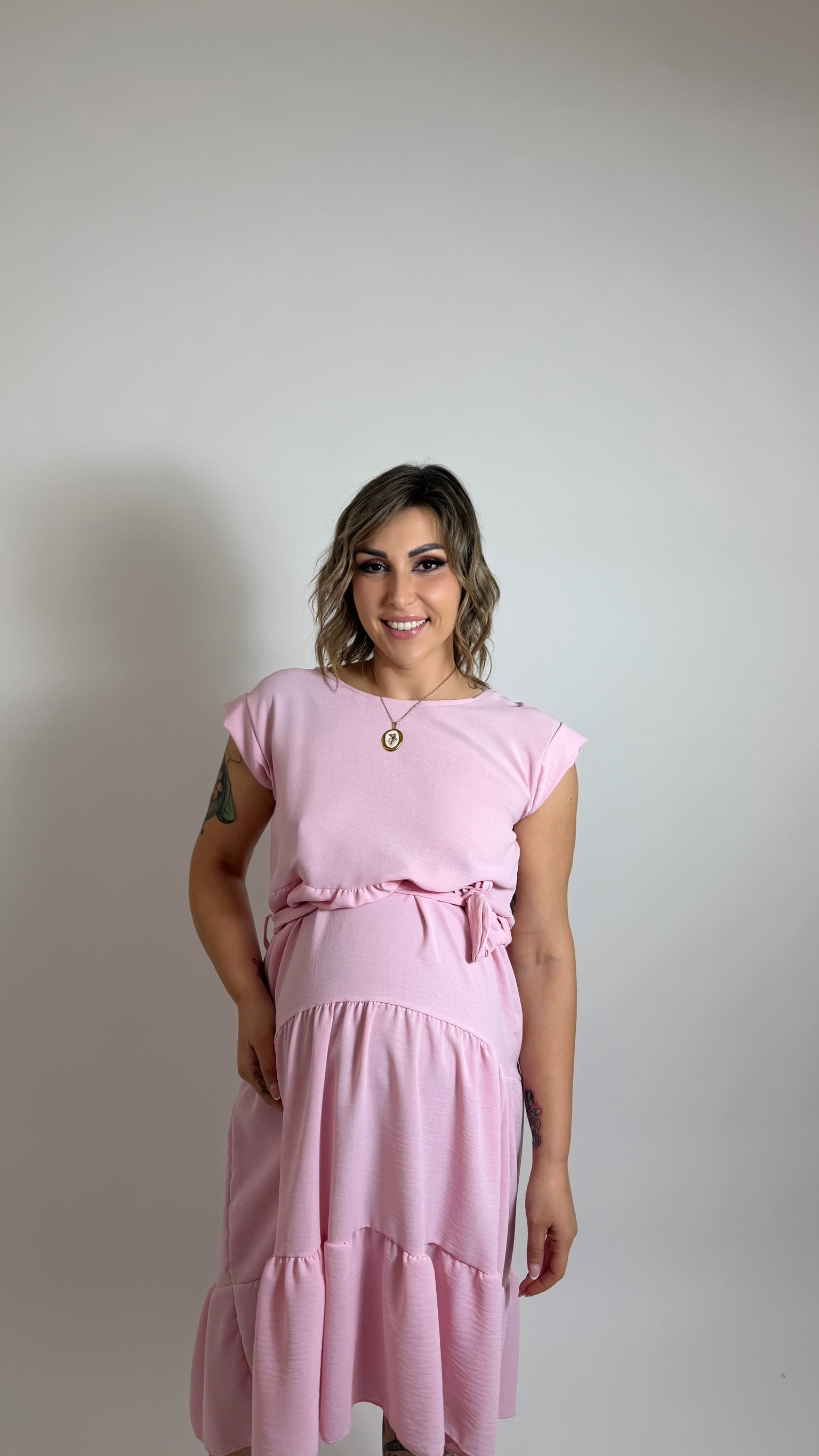 Abito Volant Rosa