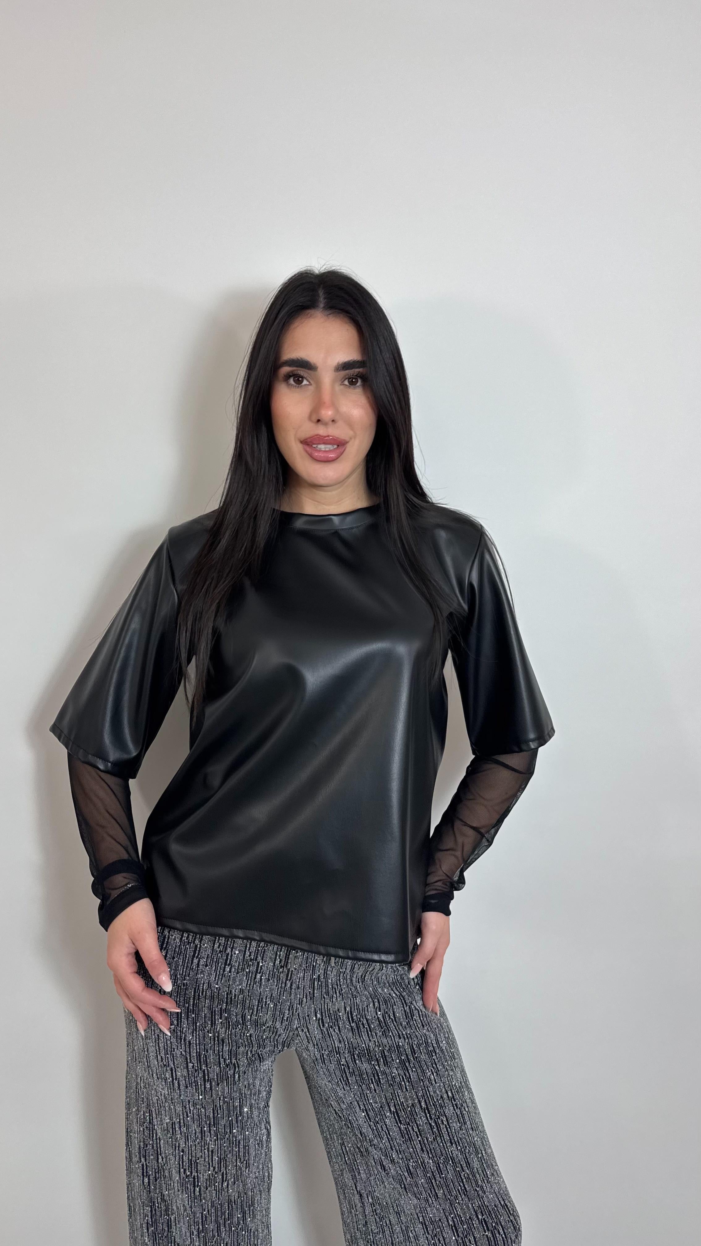 🥂Panta palazzo Sparkle Silver Black