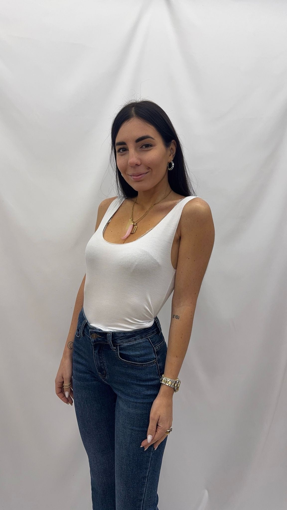 Canotta Basic Cucitura Laser Bianca