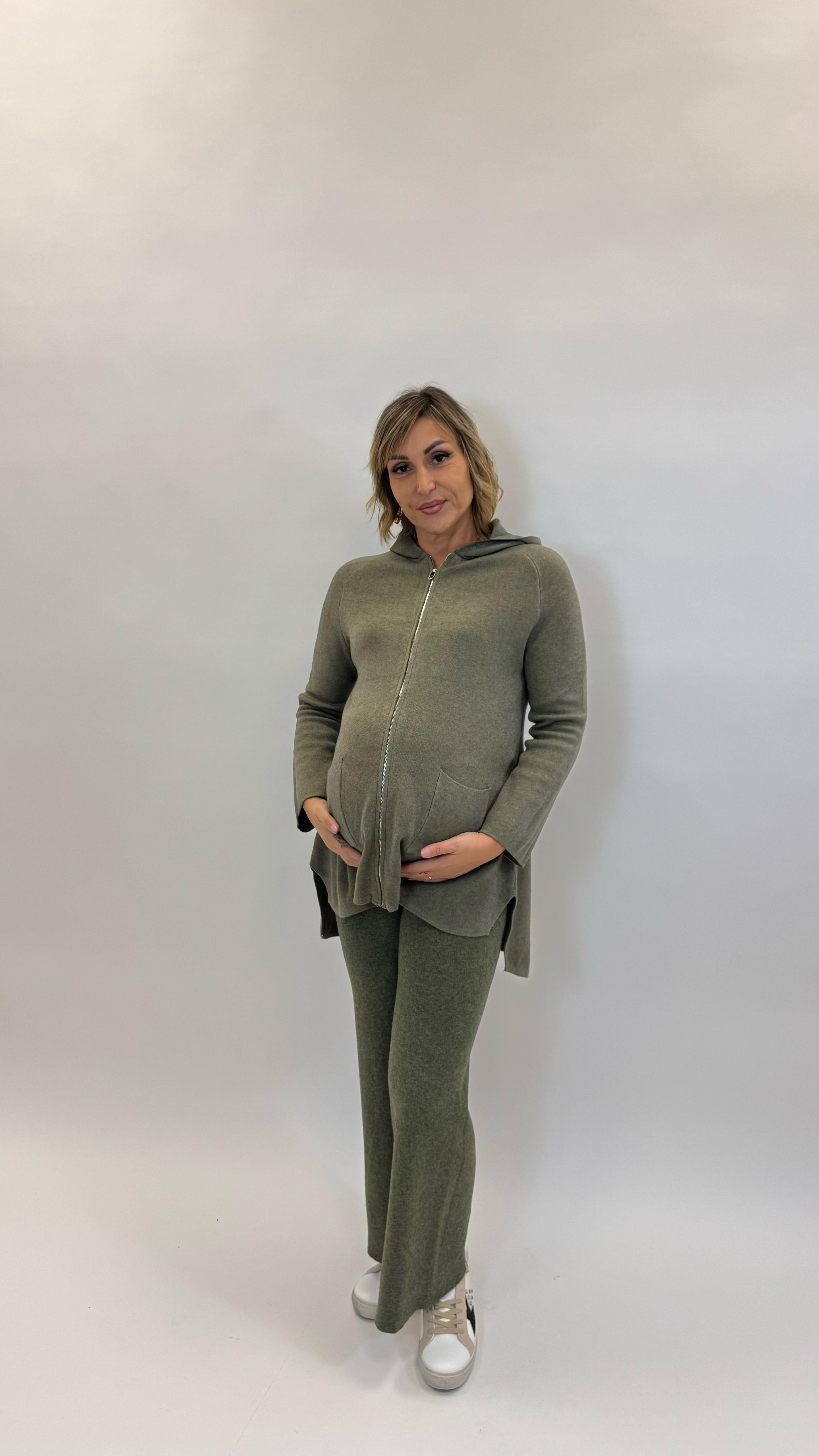 Pantalone Maglina Morbida Verde Mélange