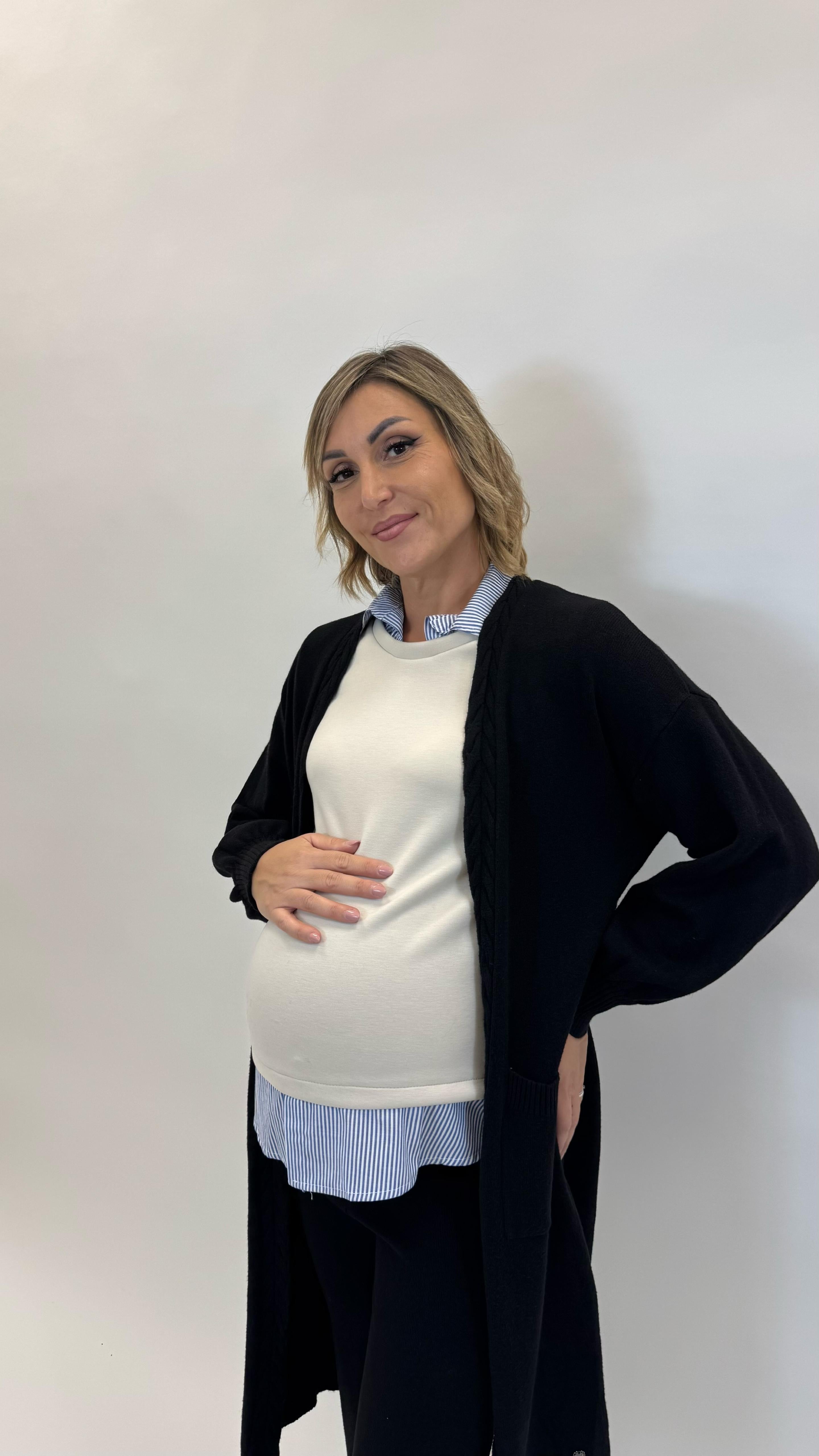 Felpa Camicia Cucita Burro