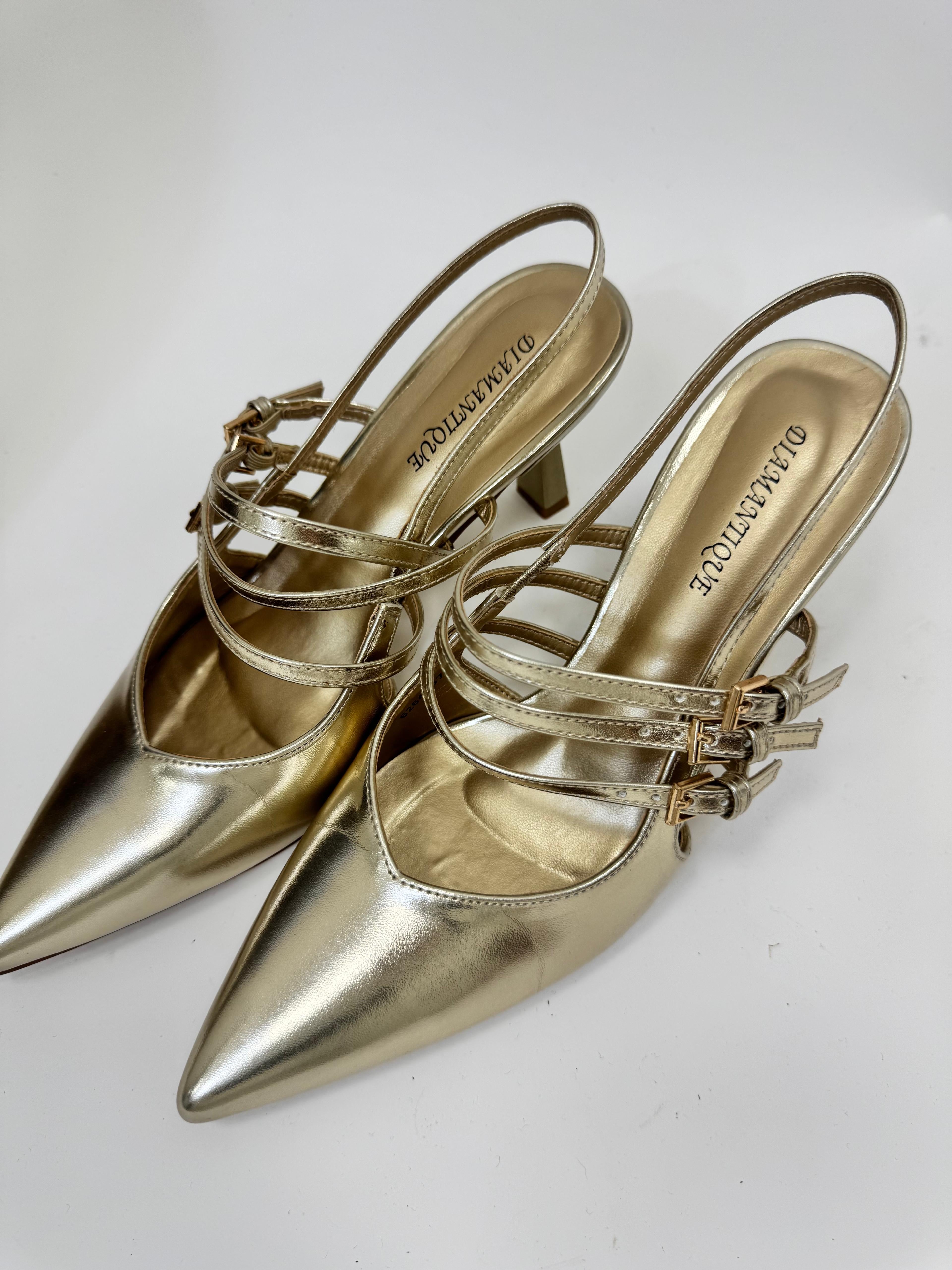 Slingback Con Tacco Gold