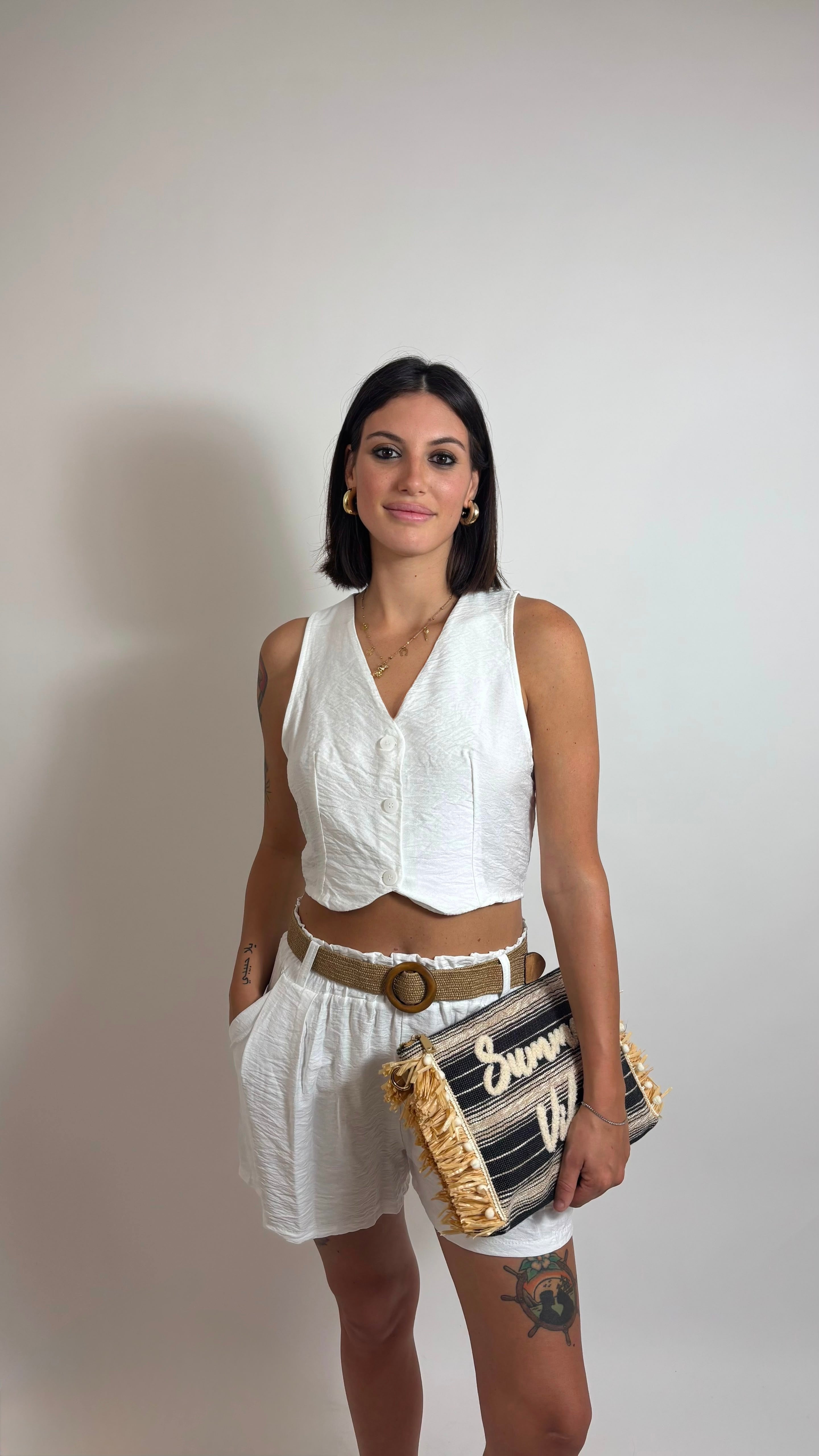 Set Gilet & Shorts Bianco
