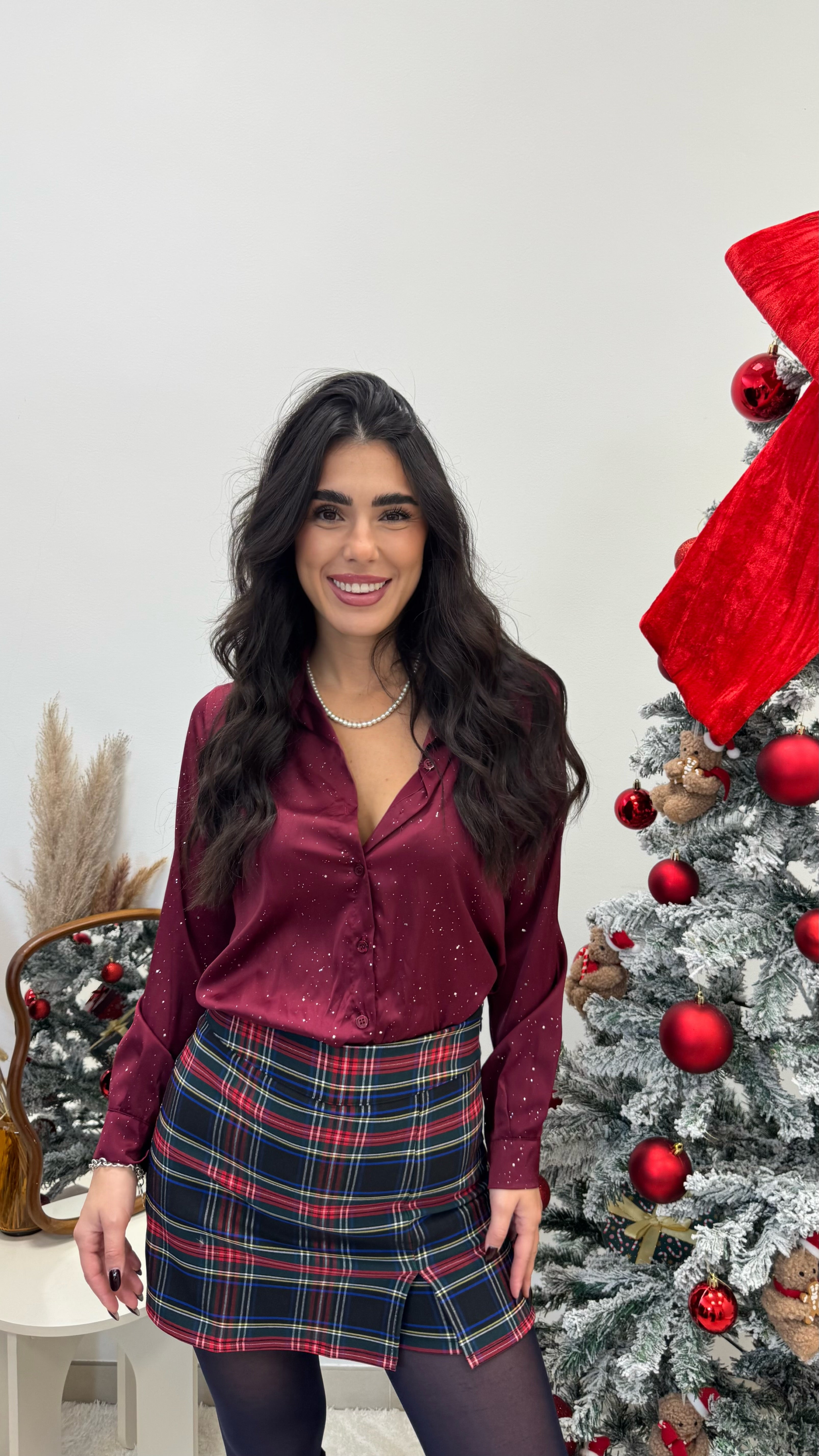 🥂Camicia Shine Effetto Raso Burgundy