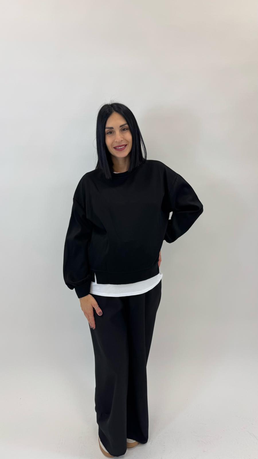 Felpa Con Maglia Over Nera