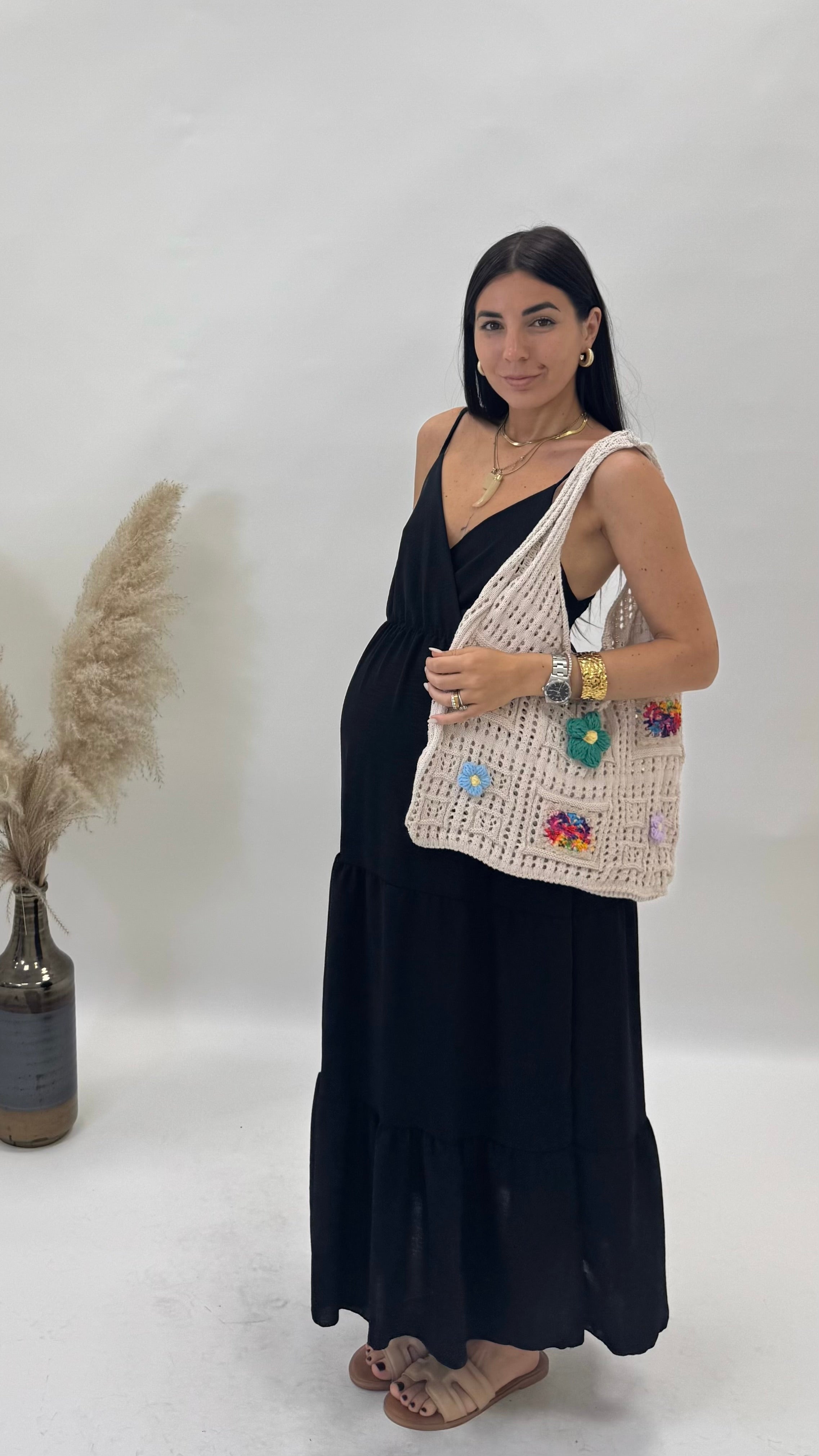 Maxi Bag Handmade Green Flower
