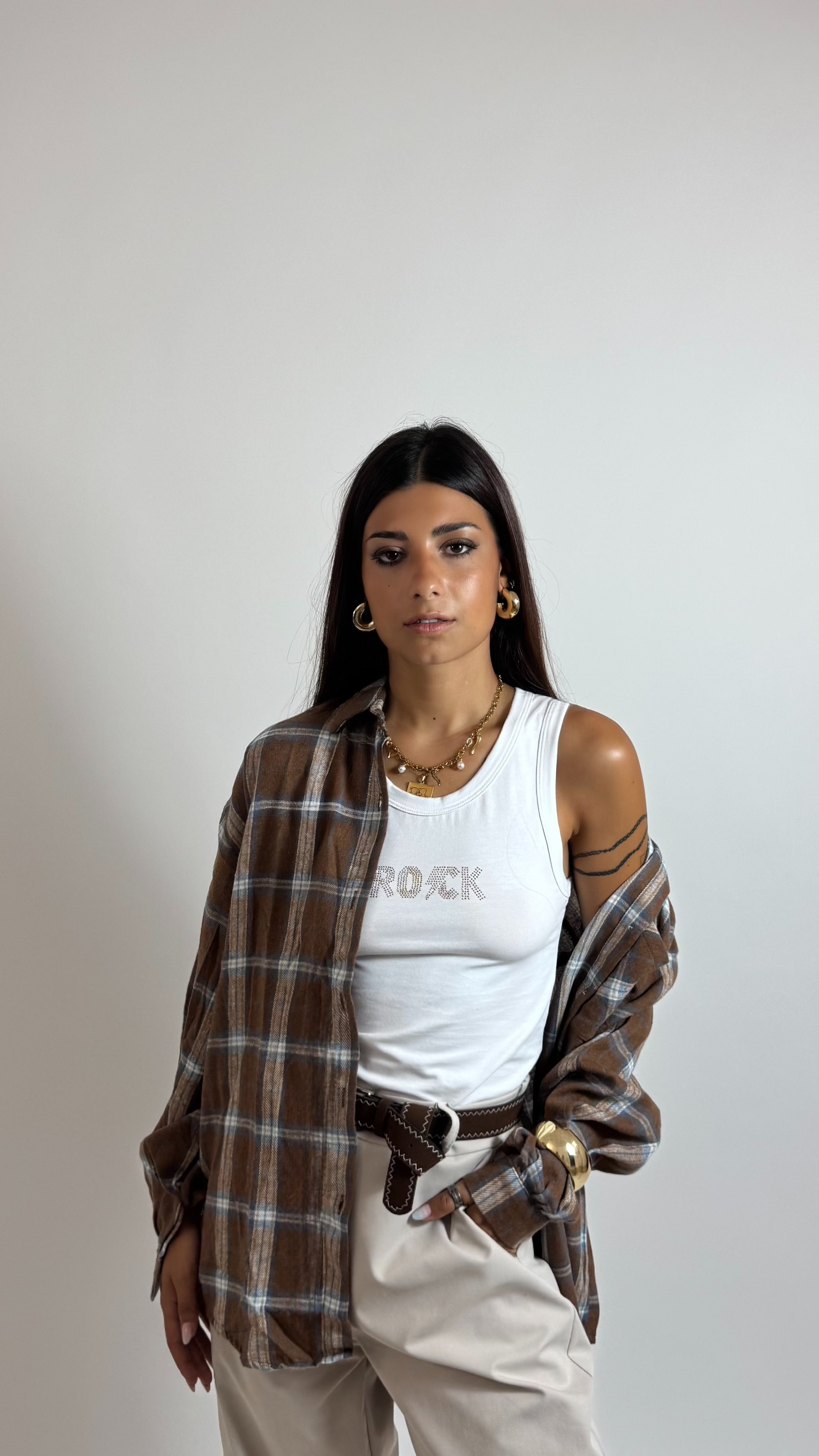 Camicia Autumn Check Sky/Cappuccino