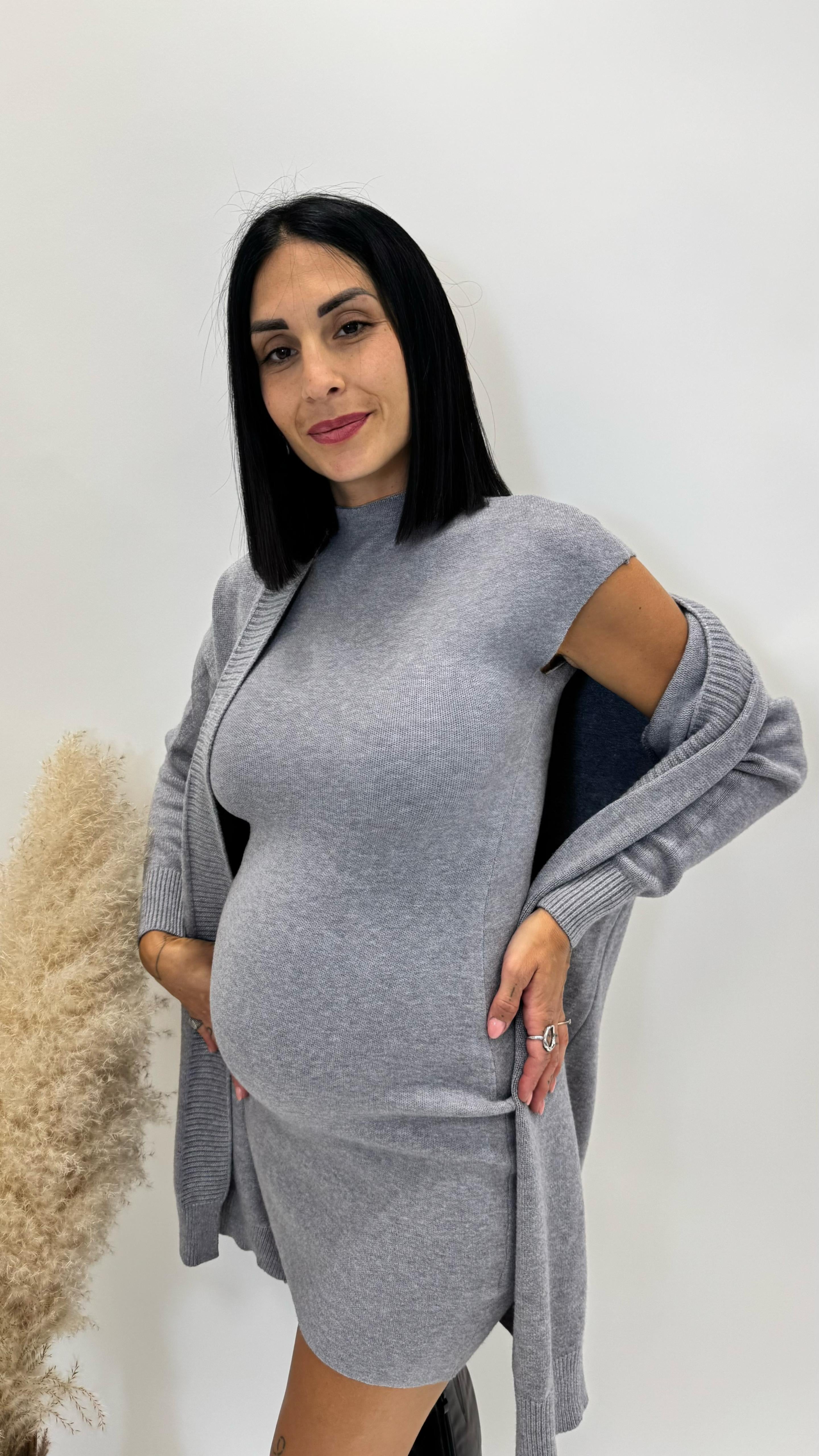 Cardigan Cannolè Top Quality Grigio Perla