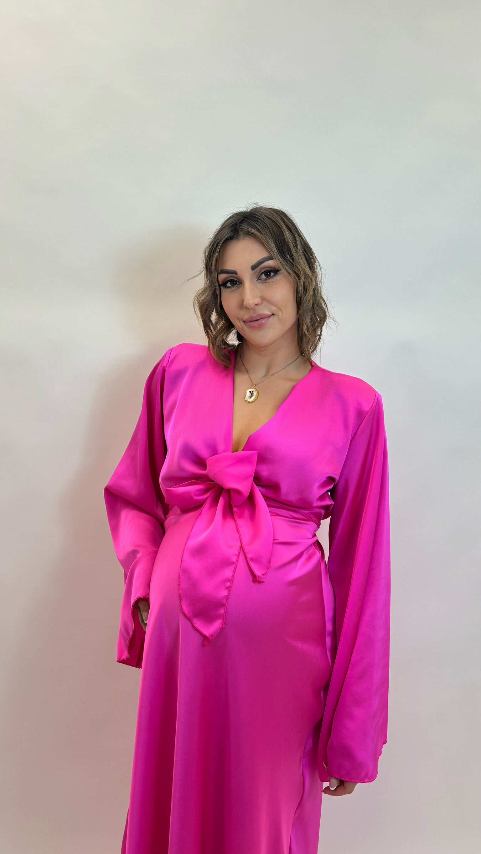Set Silk Top & Skirt Pink