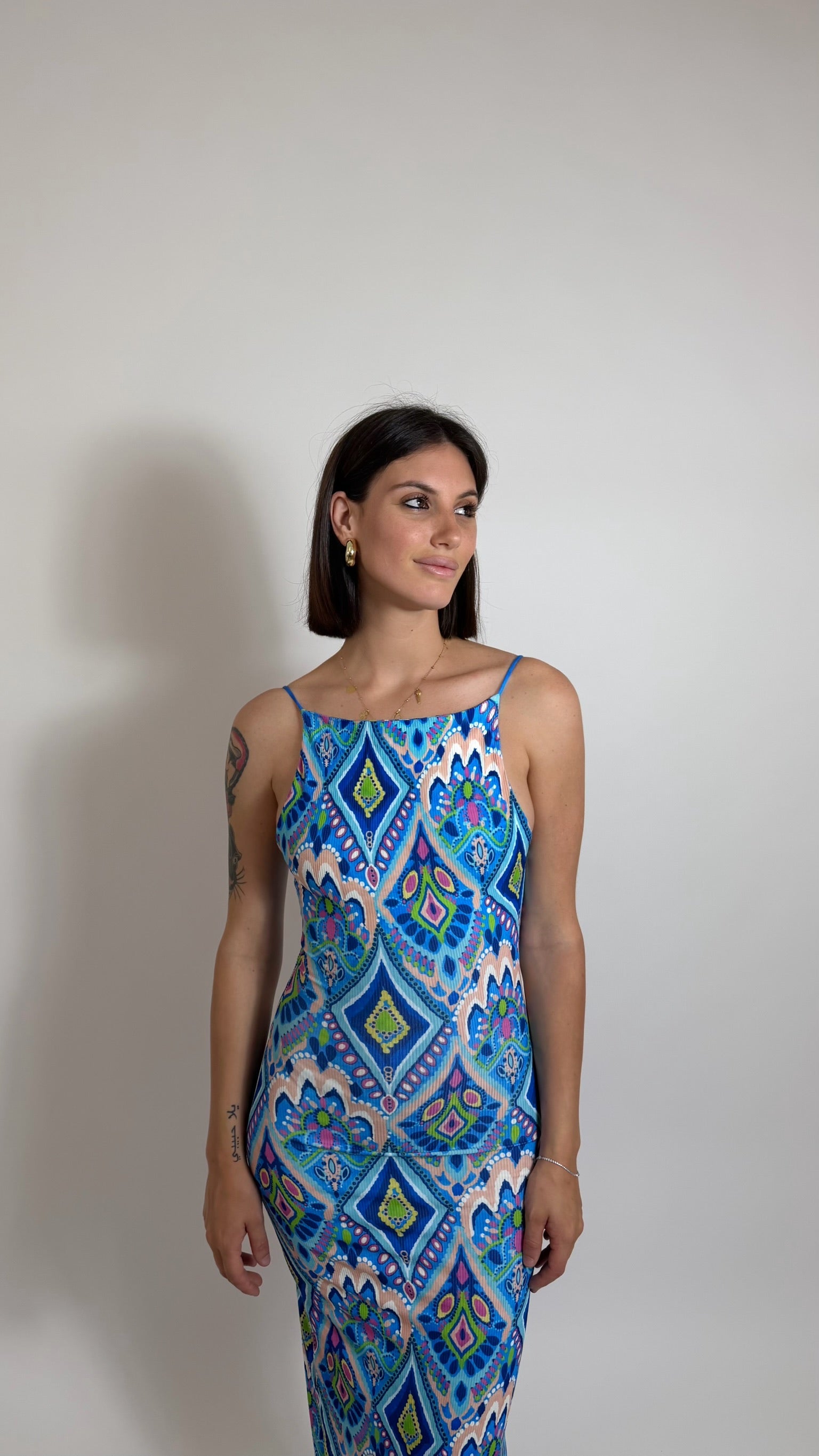 Abito Boho Stampa Blu