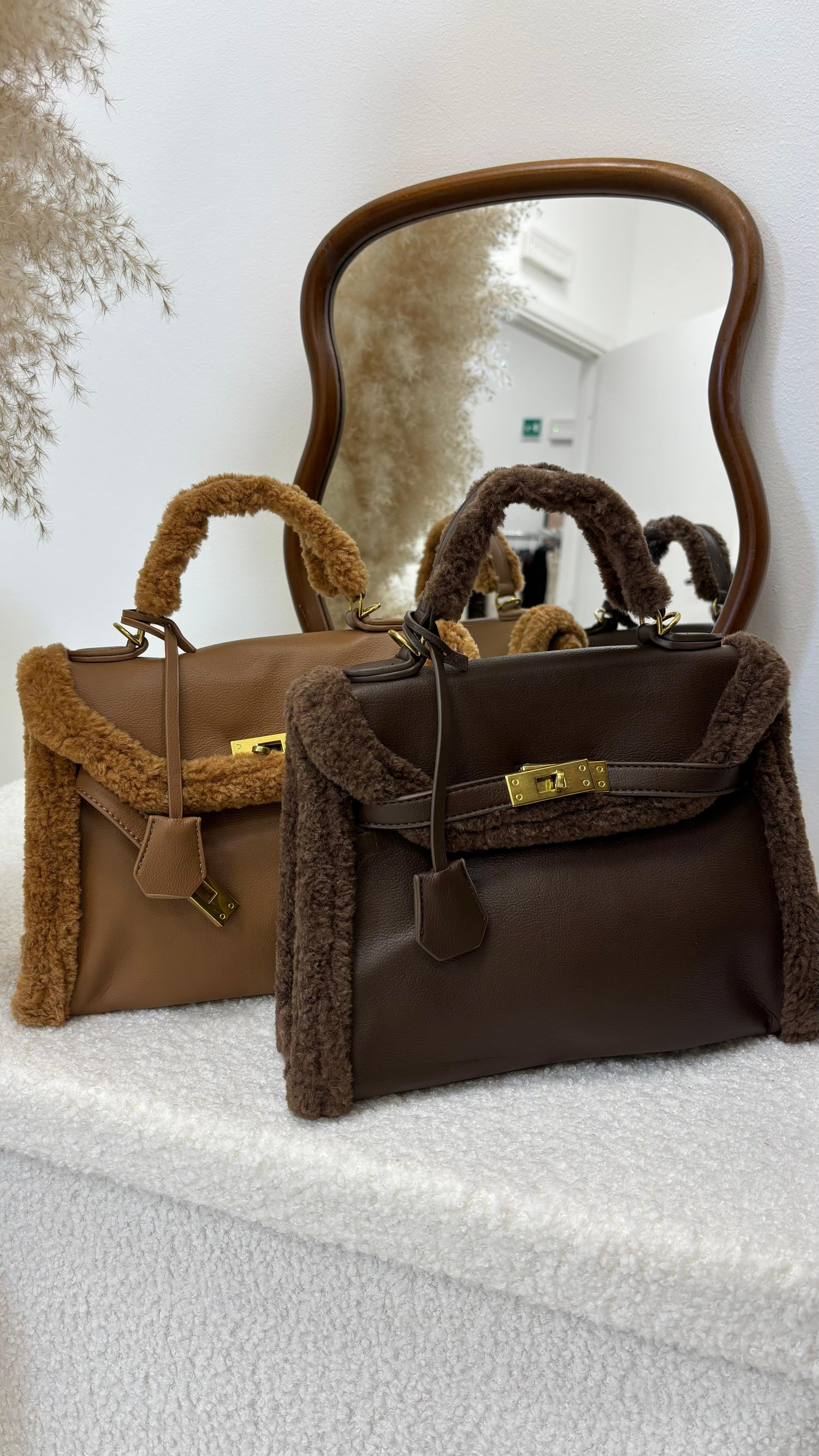 Mini Kelly Bag Ecofur Camel