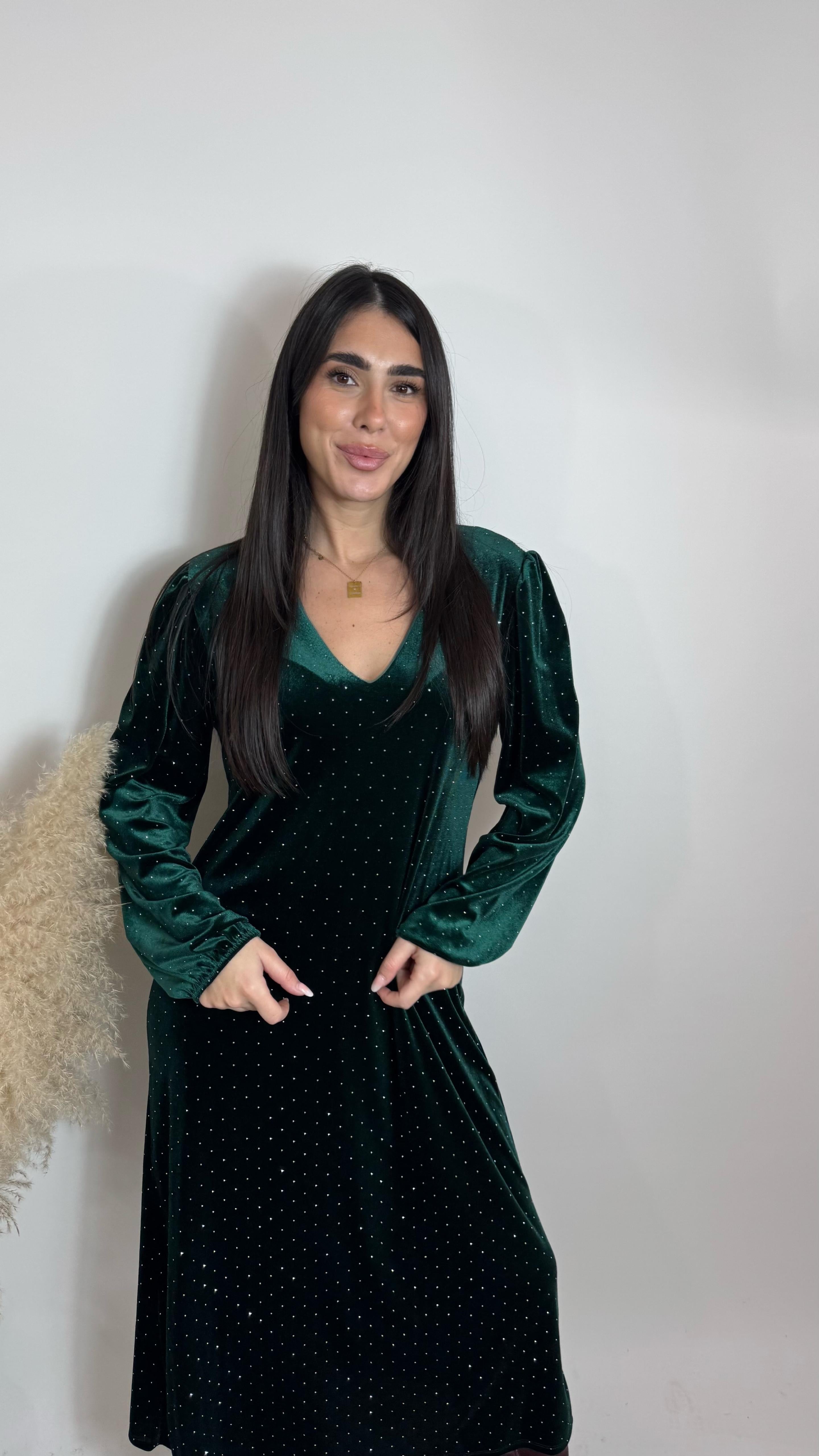 ✨Abito Velvet Sparkling Verde Bosco