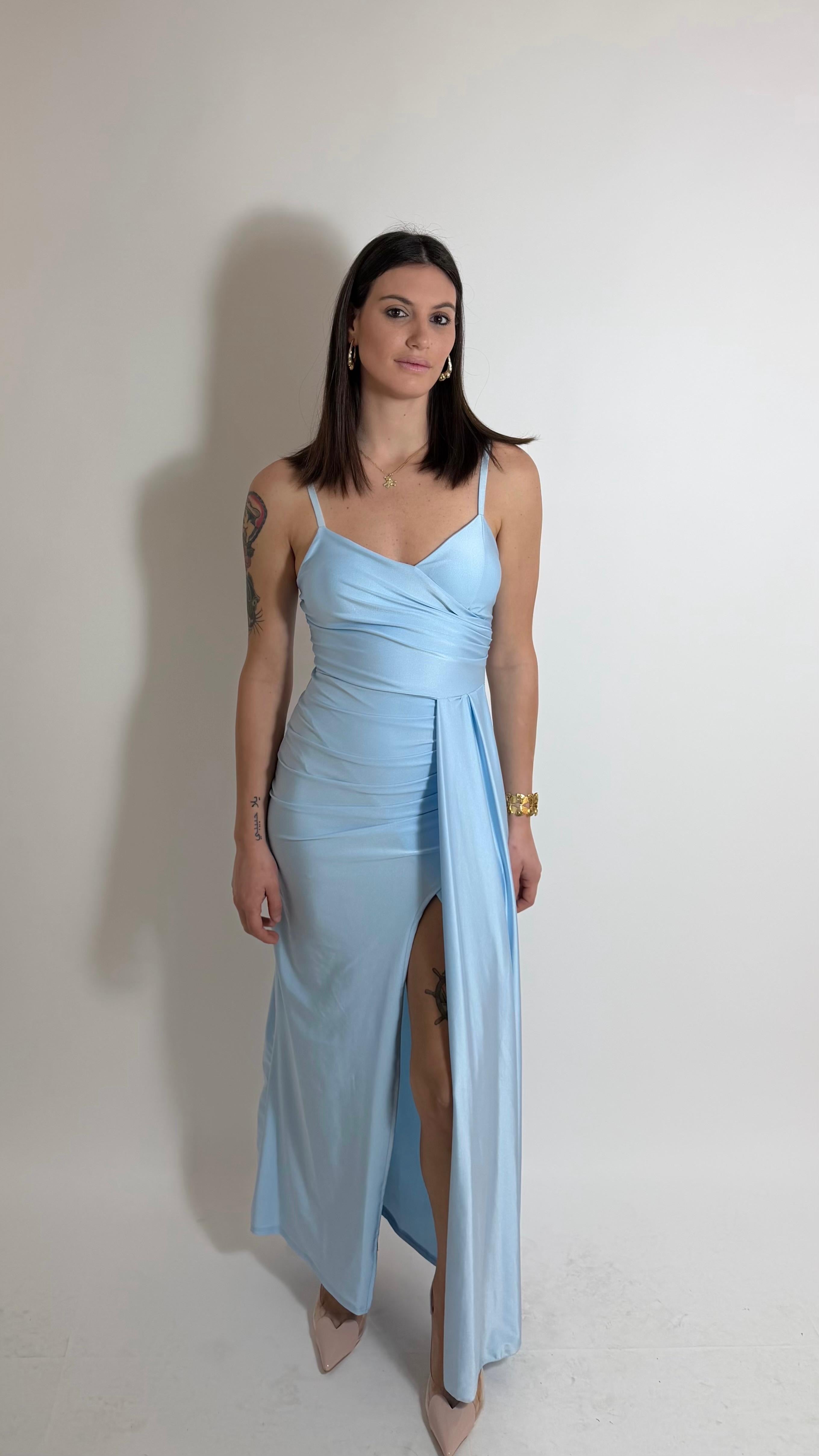 Abito Draped - Celeste