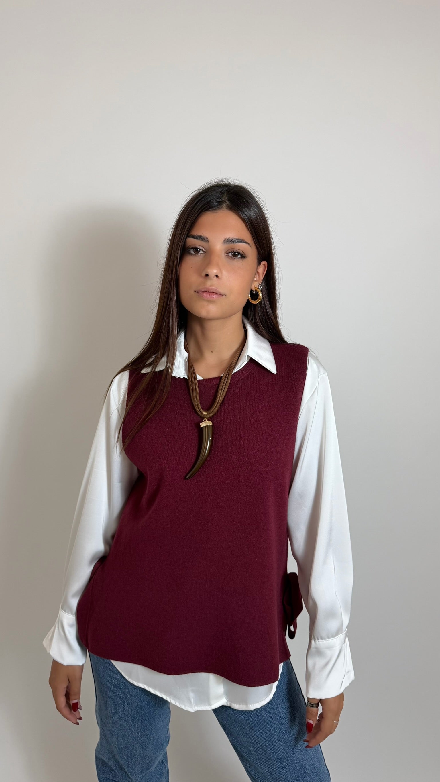 Gilet Side Bow Rosso India