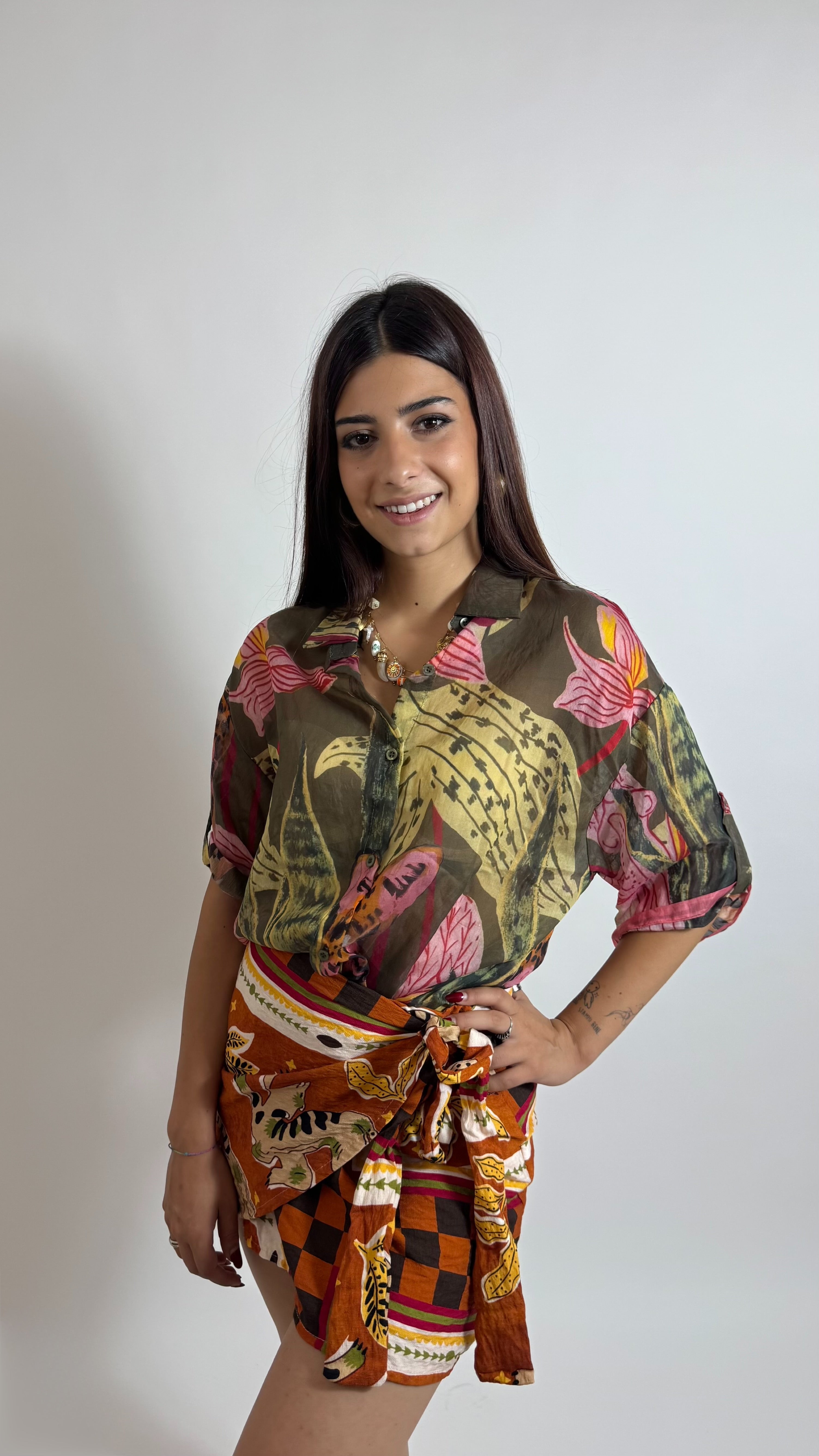 Camicia Soft Leopard Verde Utility