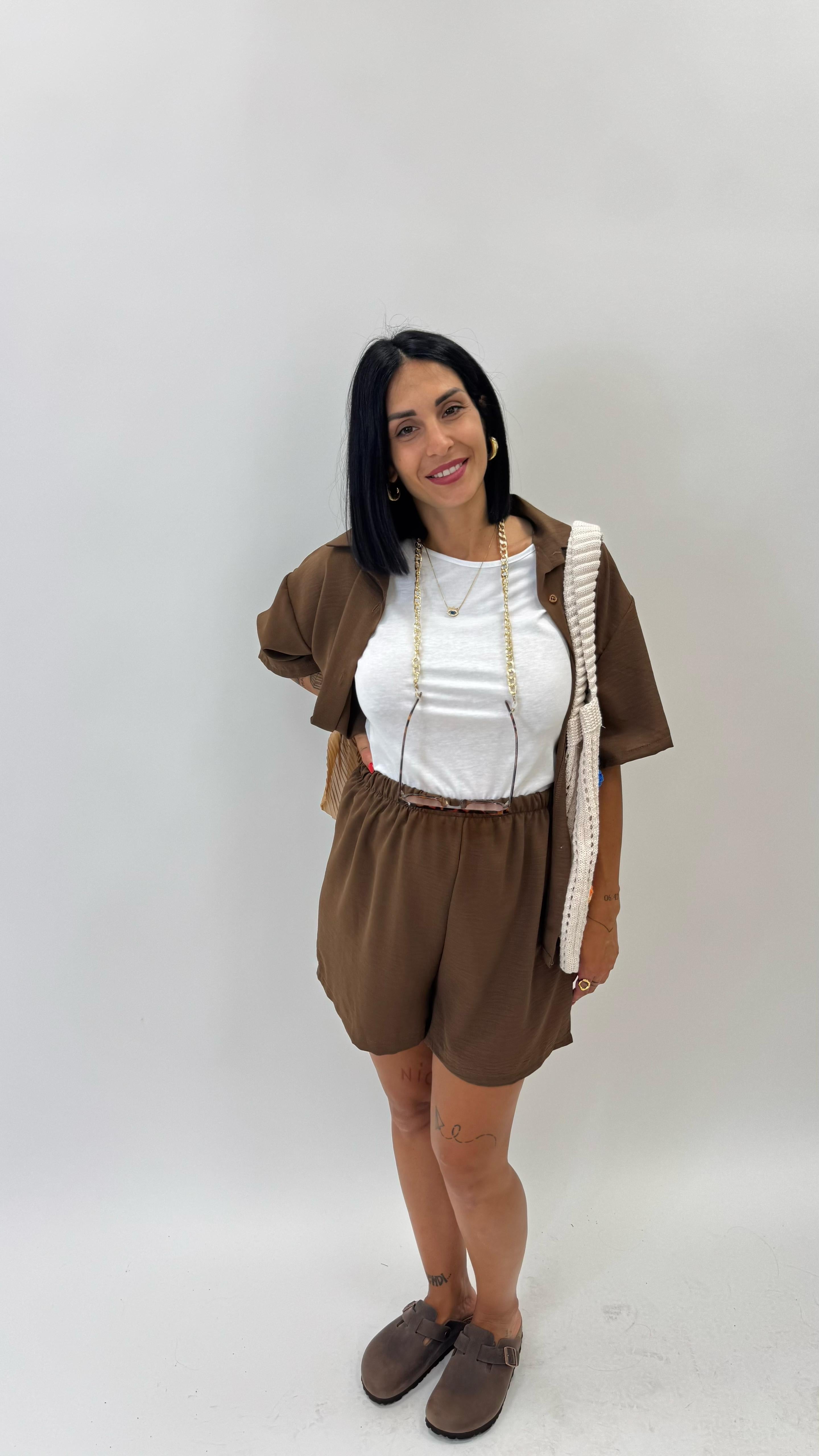 Set Utility Shorts e Camicia Choco