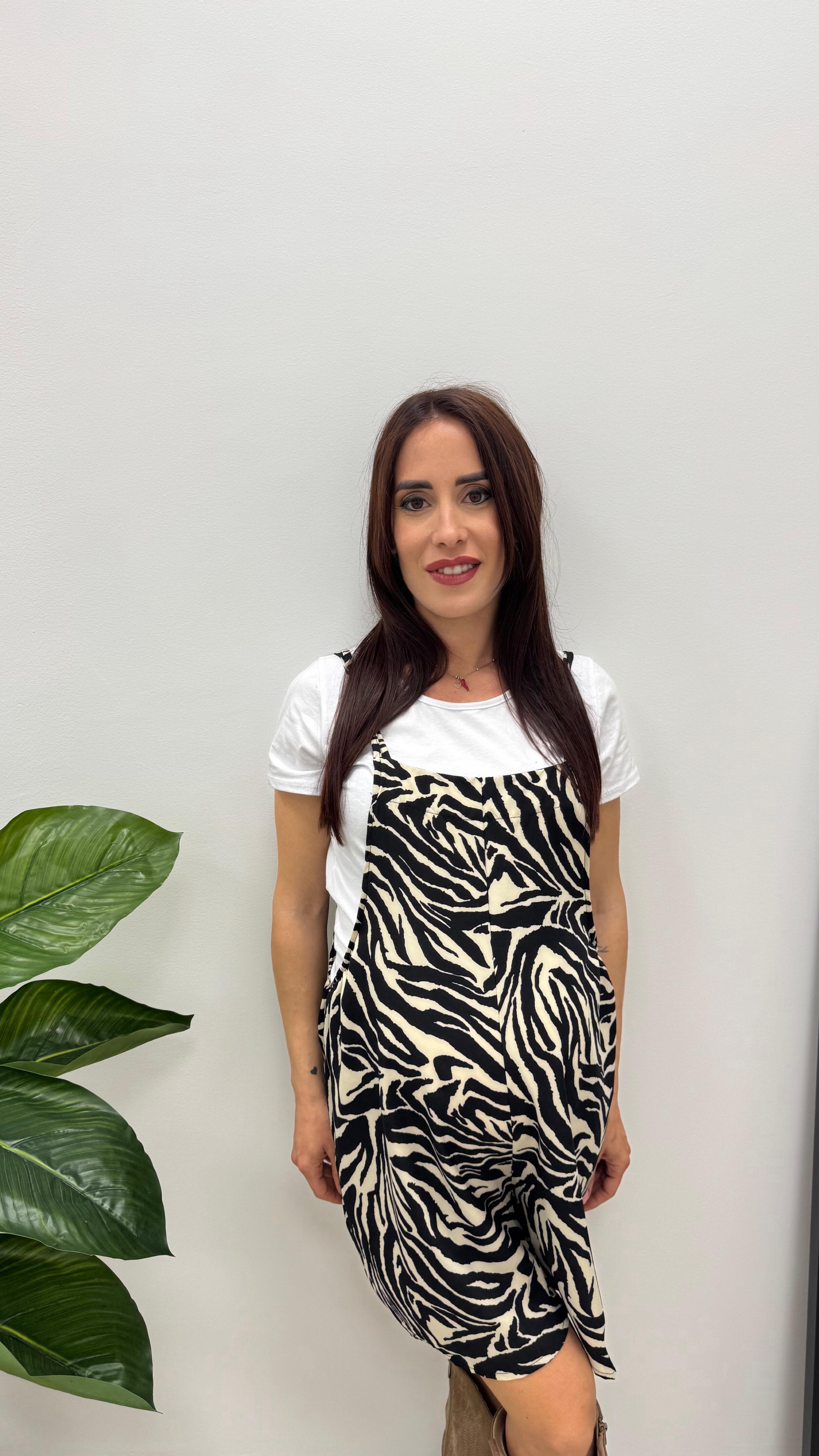 Mini Salopette Safari T-shirt Inclusa Animalier Zebra