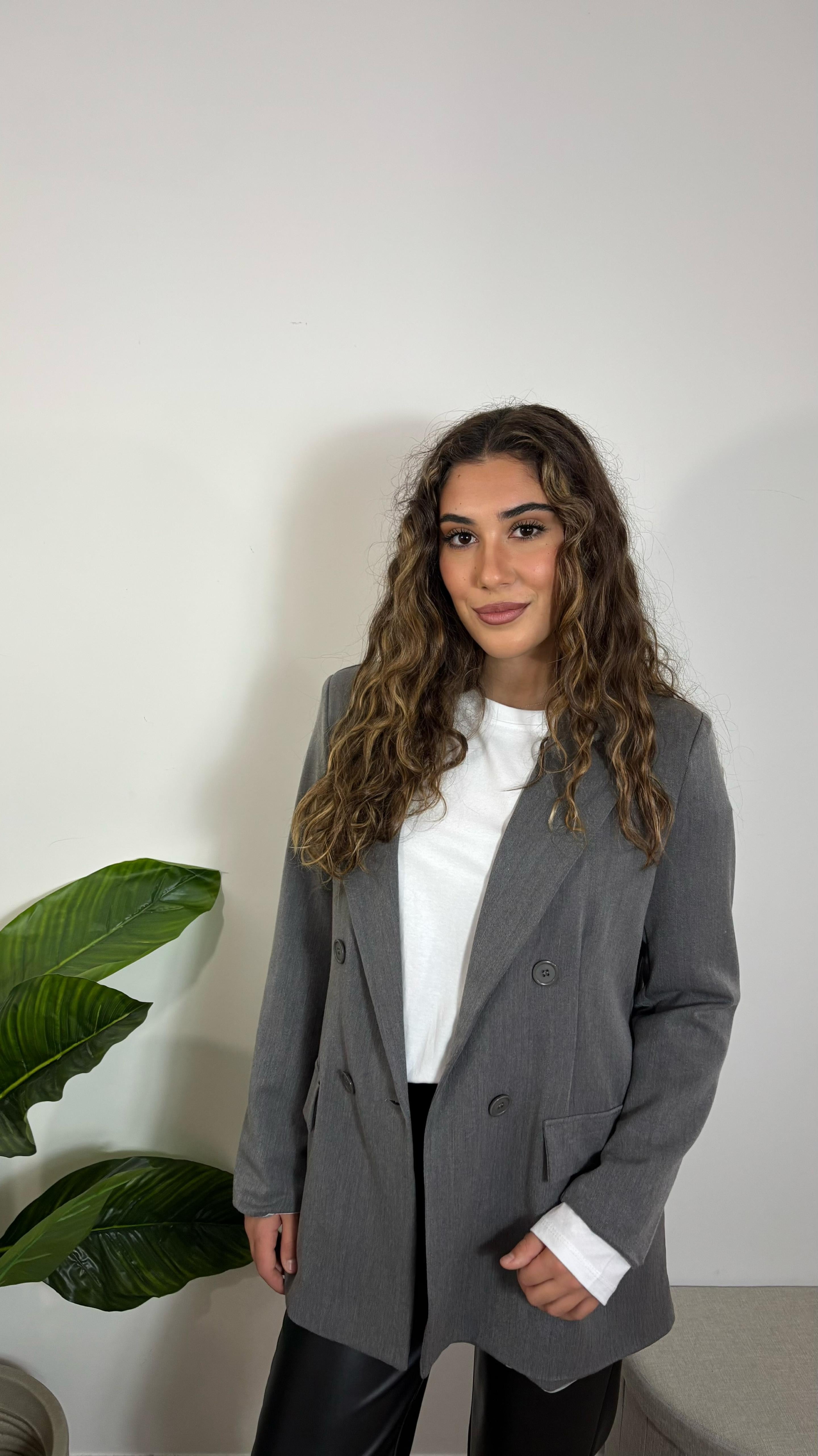 Giacca Doppiopetto Grigio Perla