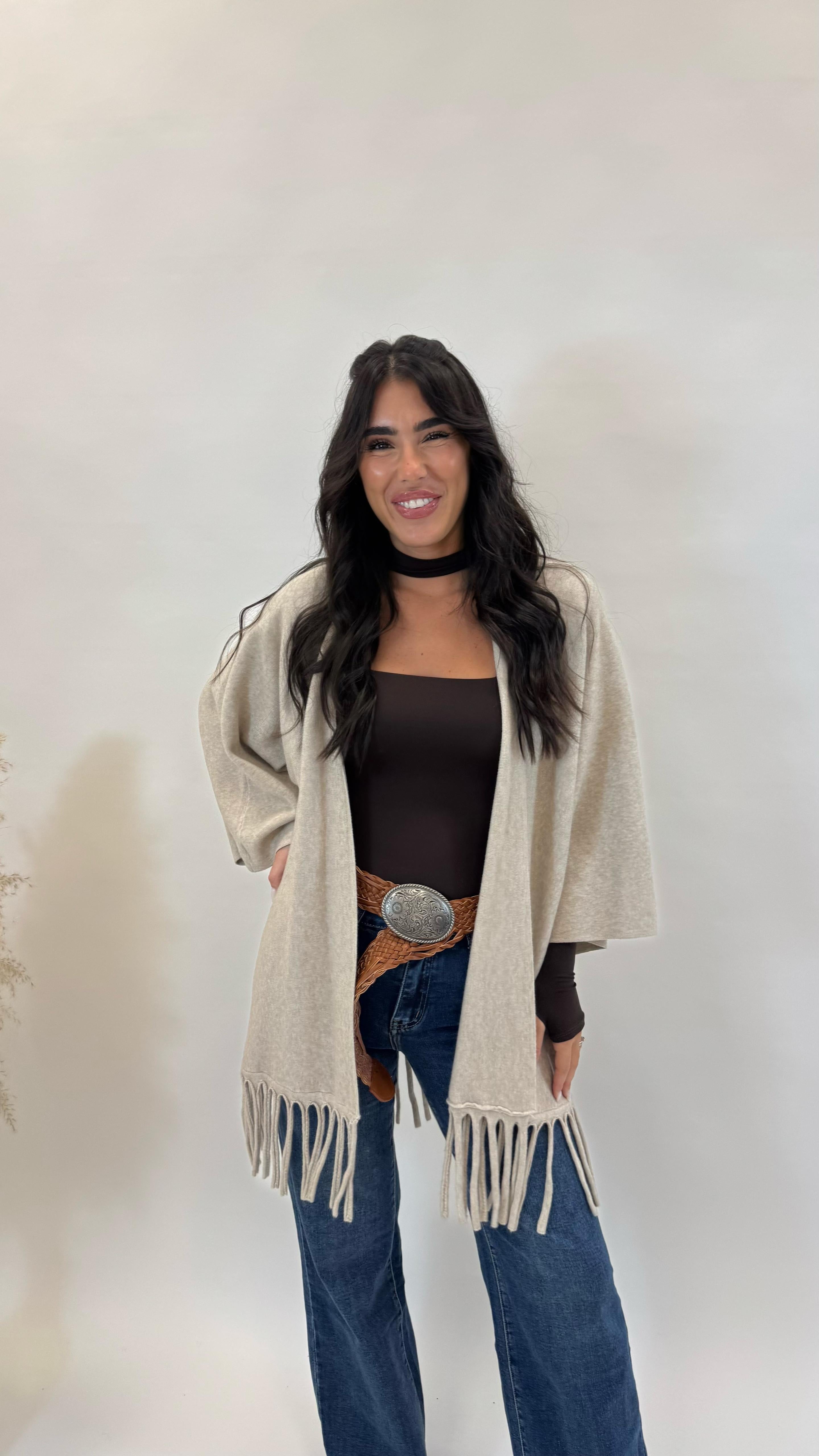 Cardigan Manica Campana Tortora