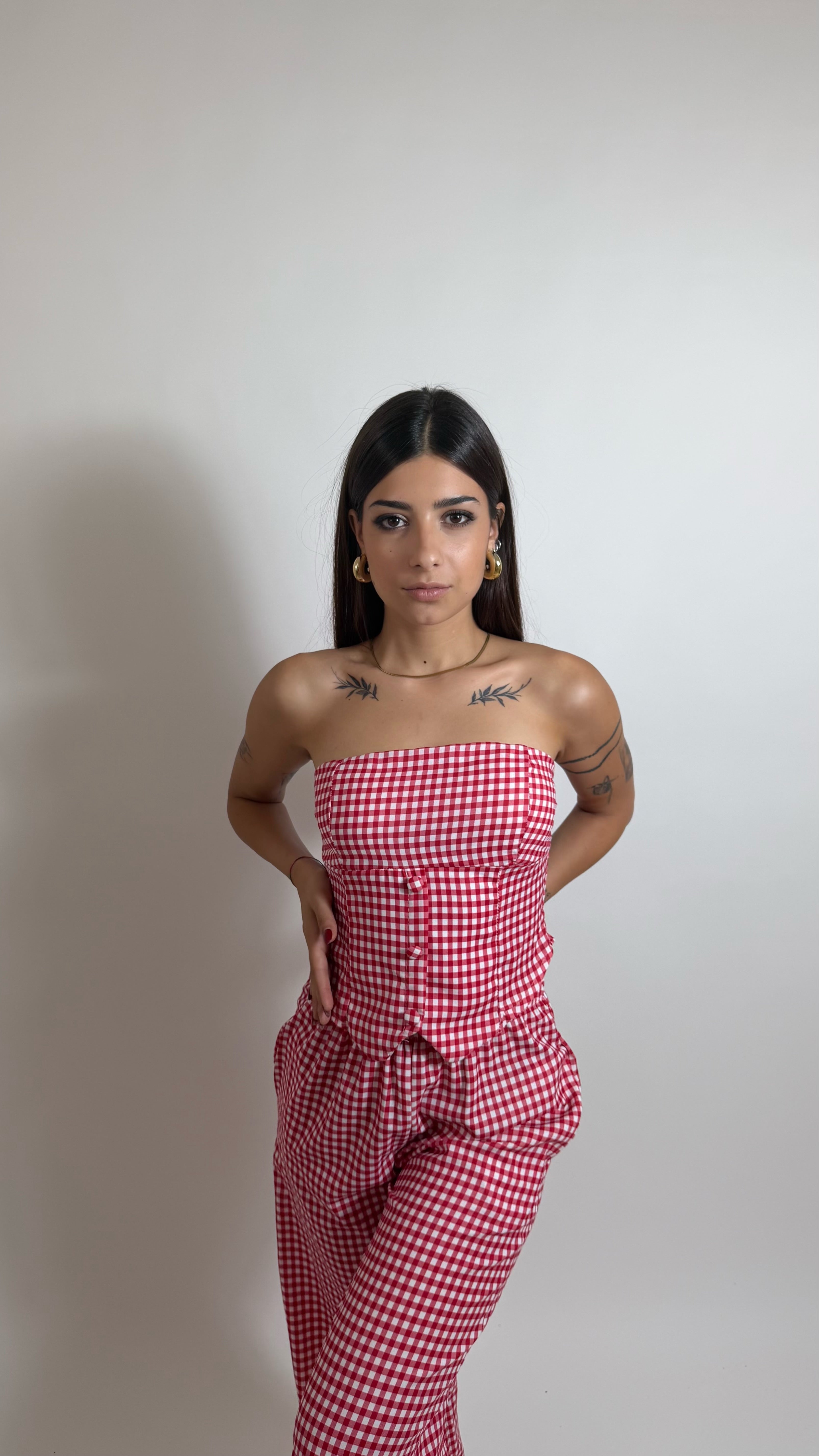 Set Corset Vichy Rosso