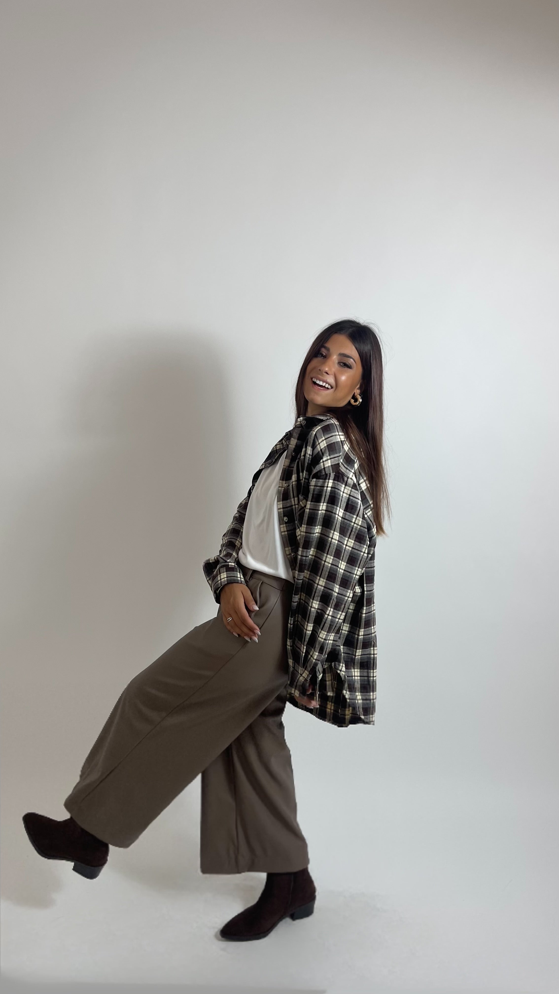 Pantalone Wide Ecopelle Tortora