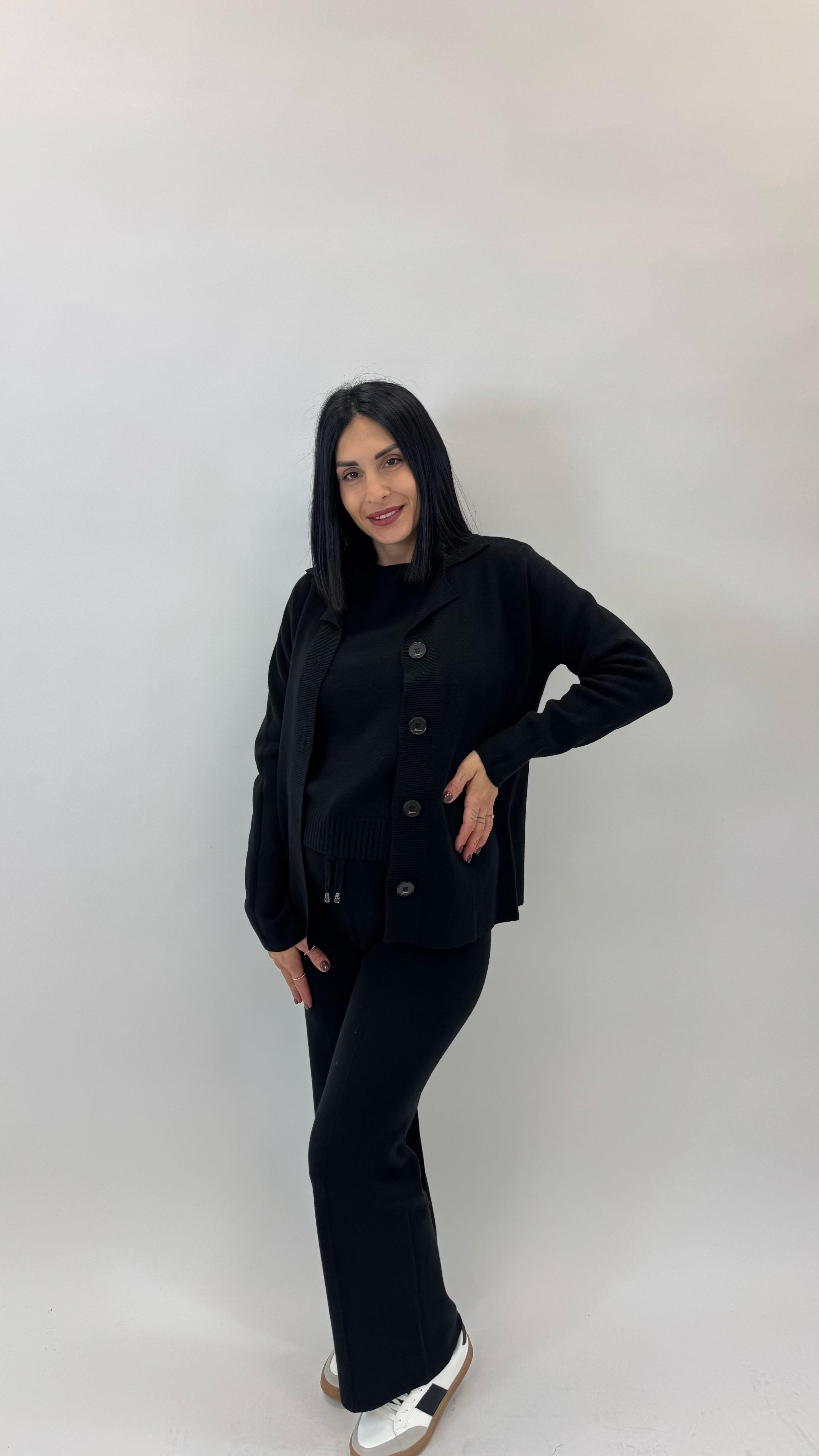 Cardigan Polo Top Quality Nero