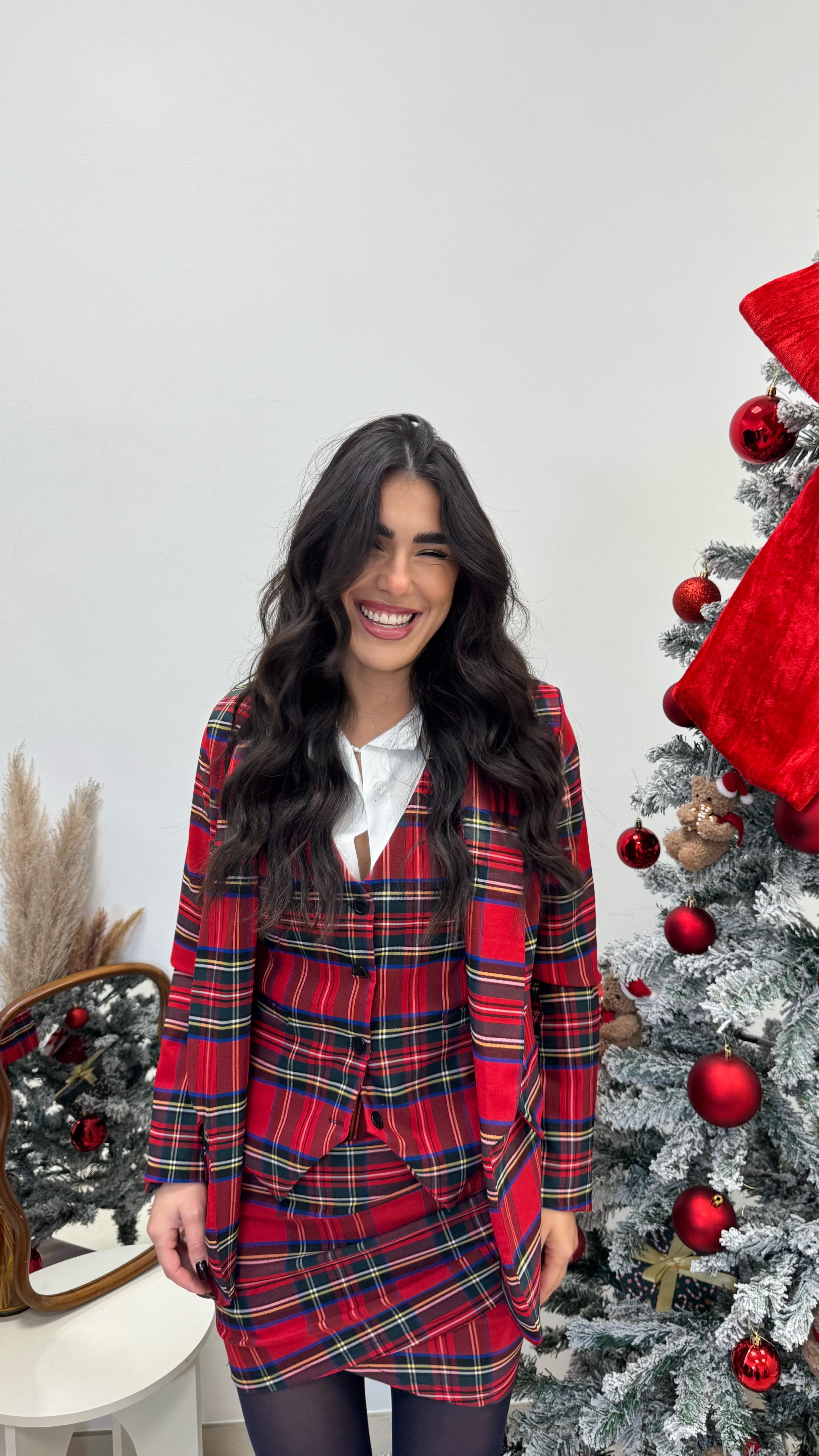 🎄Mini Tartan Drappeggio Rossa