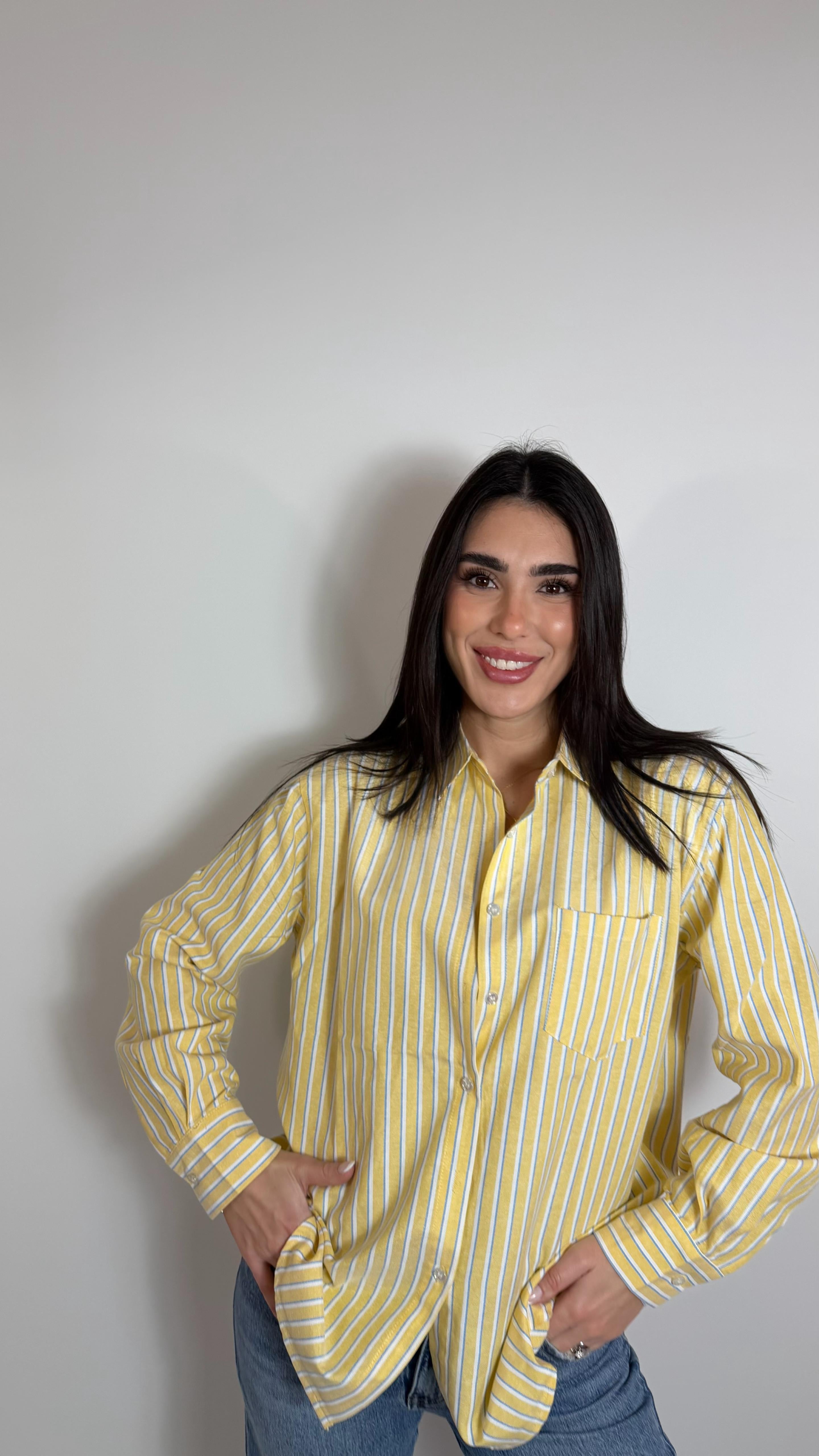 Camicia Cotone Grezzo Stripes Gialla