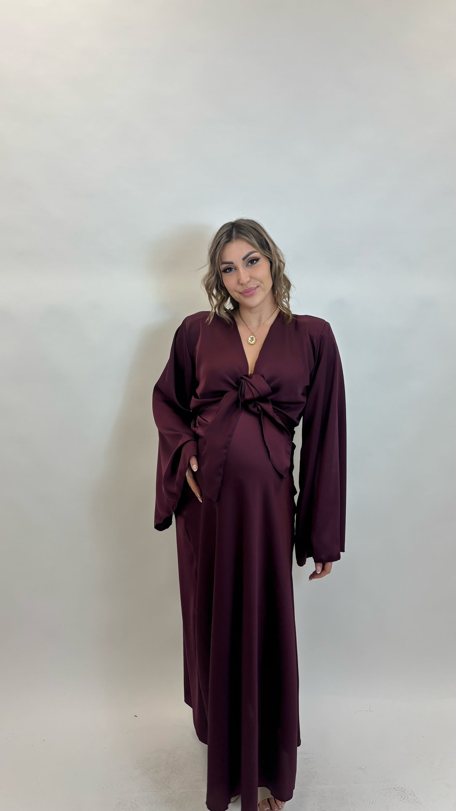 Set Silk Top & Skirt Burgundy