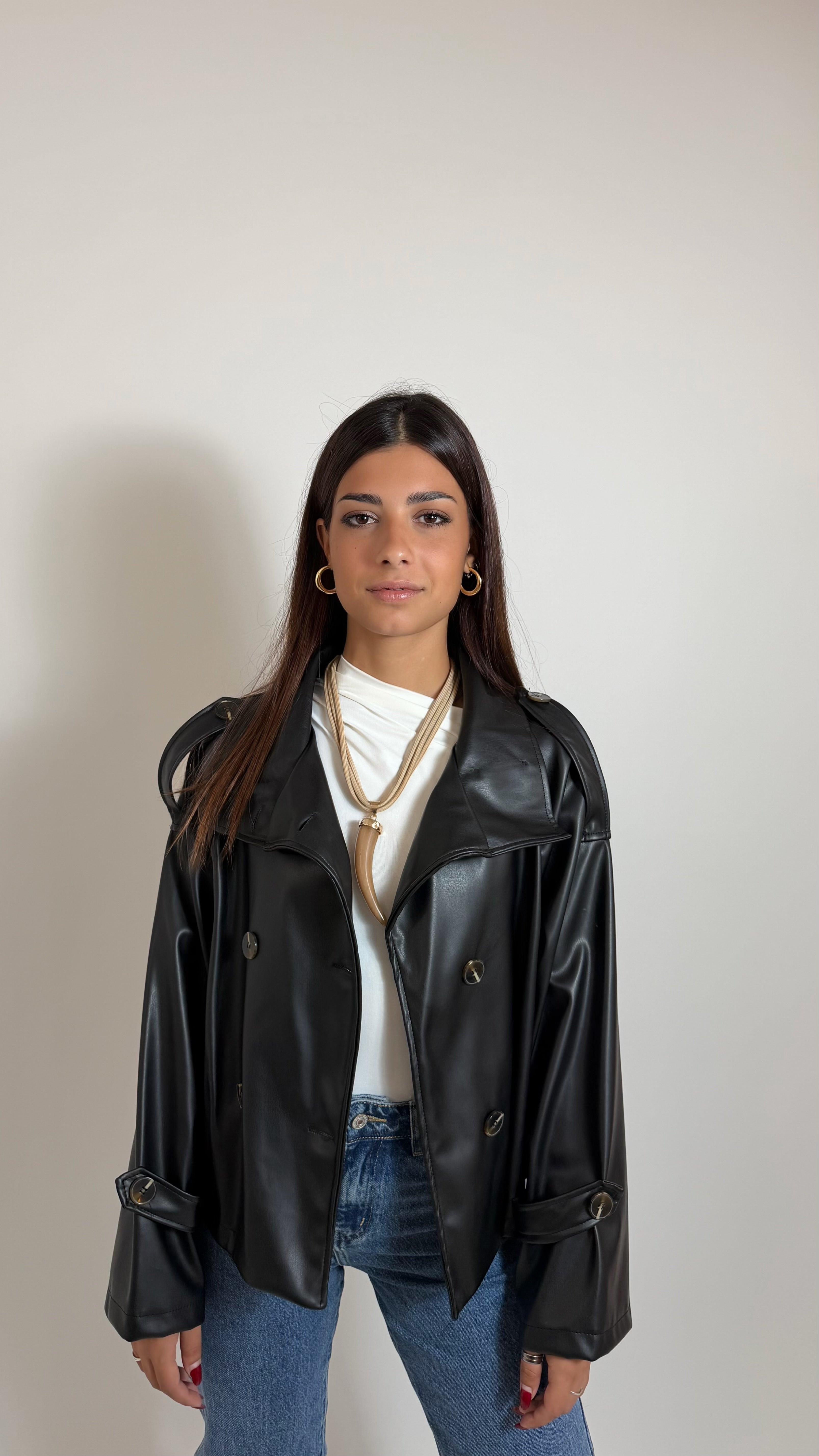 Mini Trench Ecopelle Nero