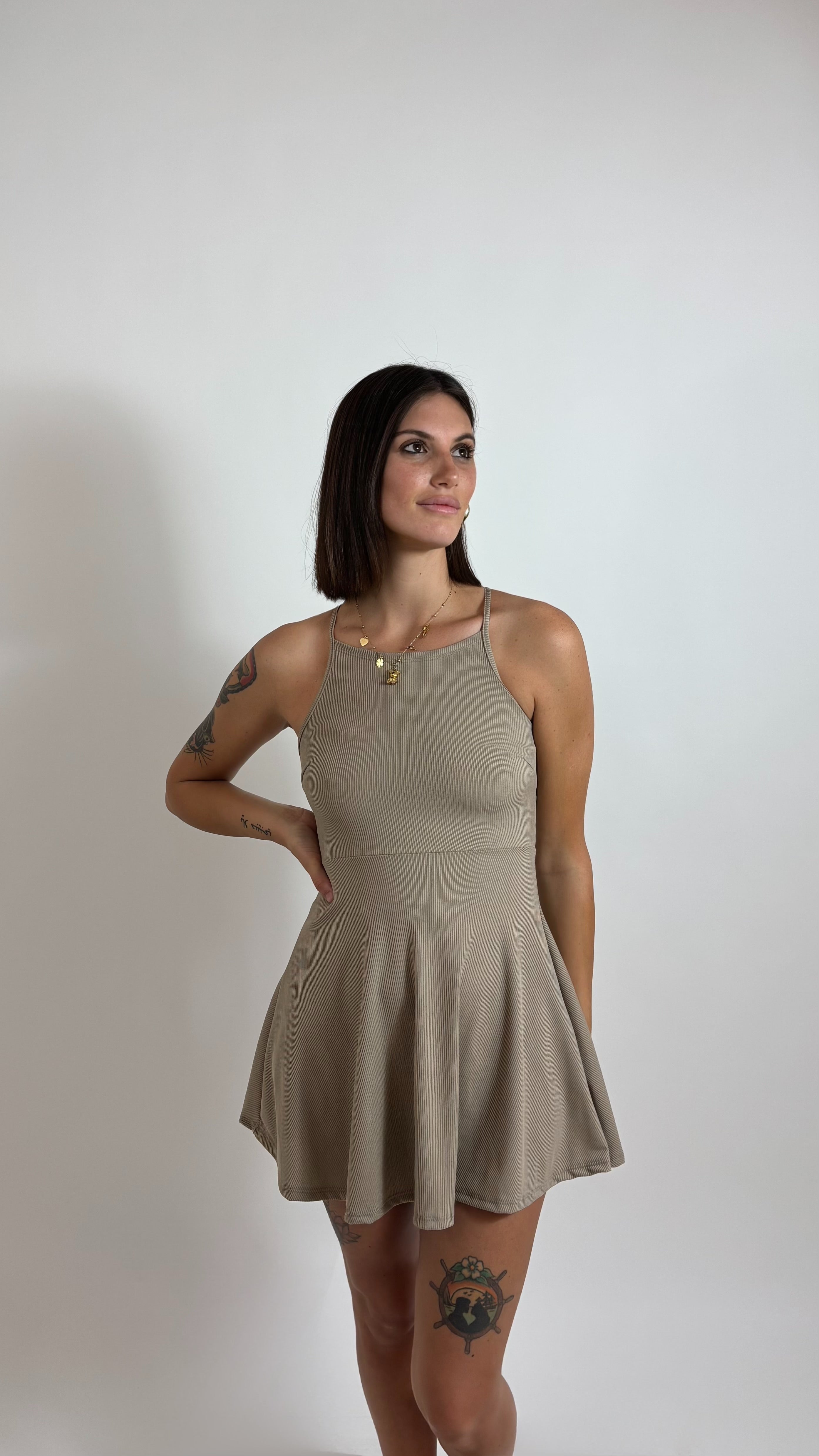 Minidress Ribbed Ruota Nude