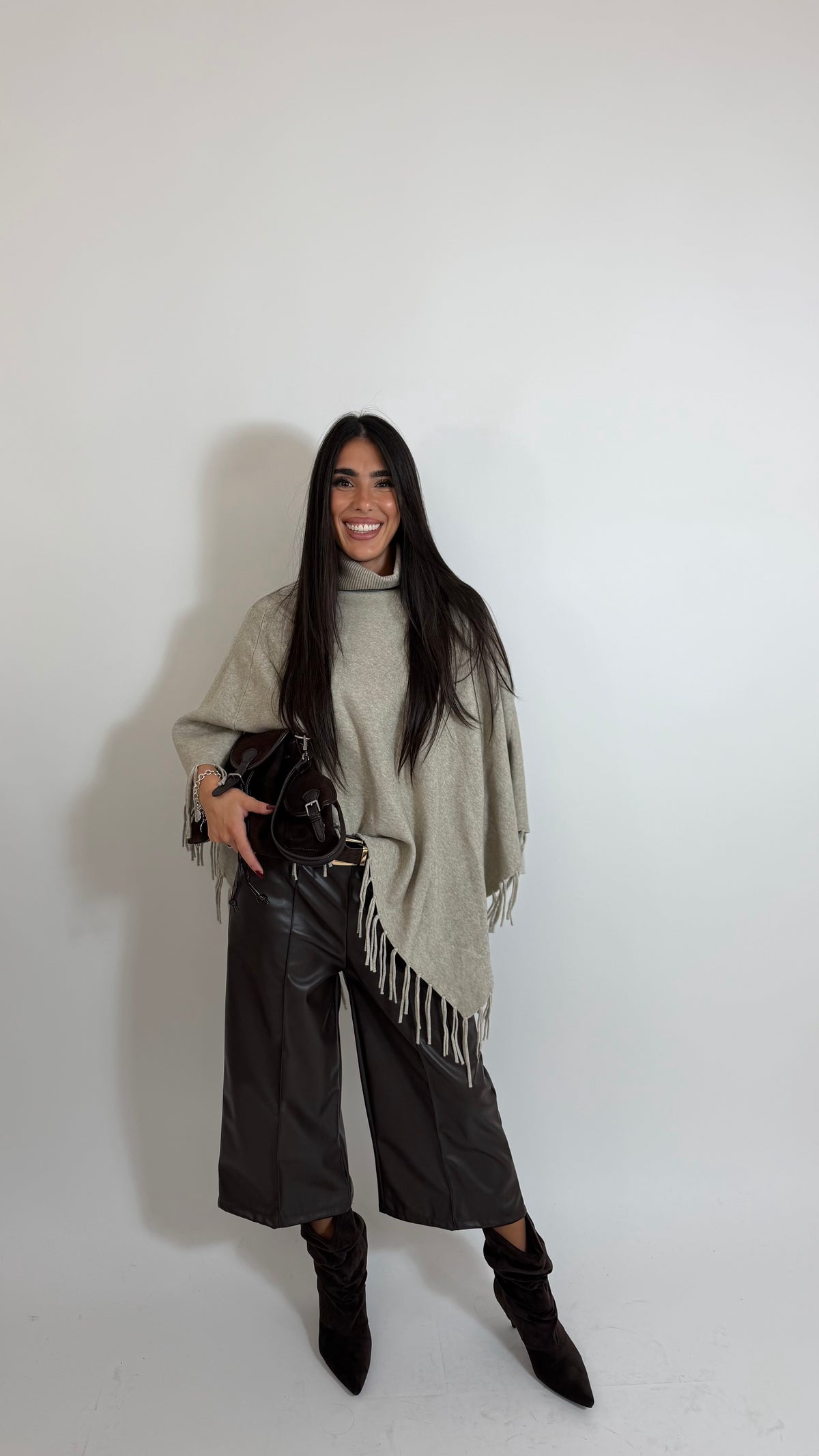 Pantalone Ecopelle Culotte con Cintura
