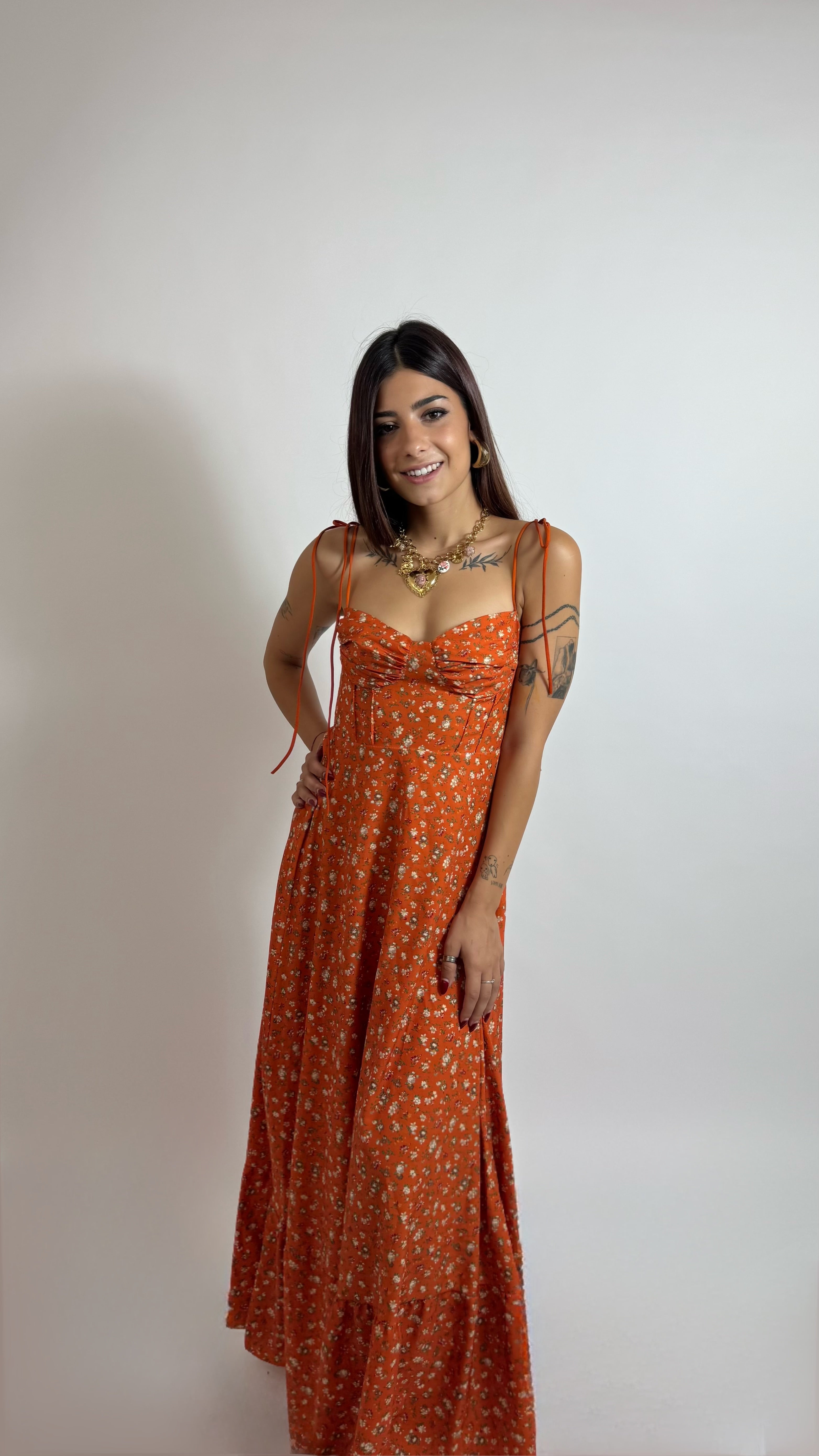 Abito Alice Flowers Orange