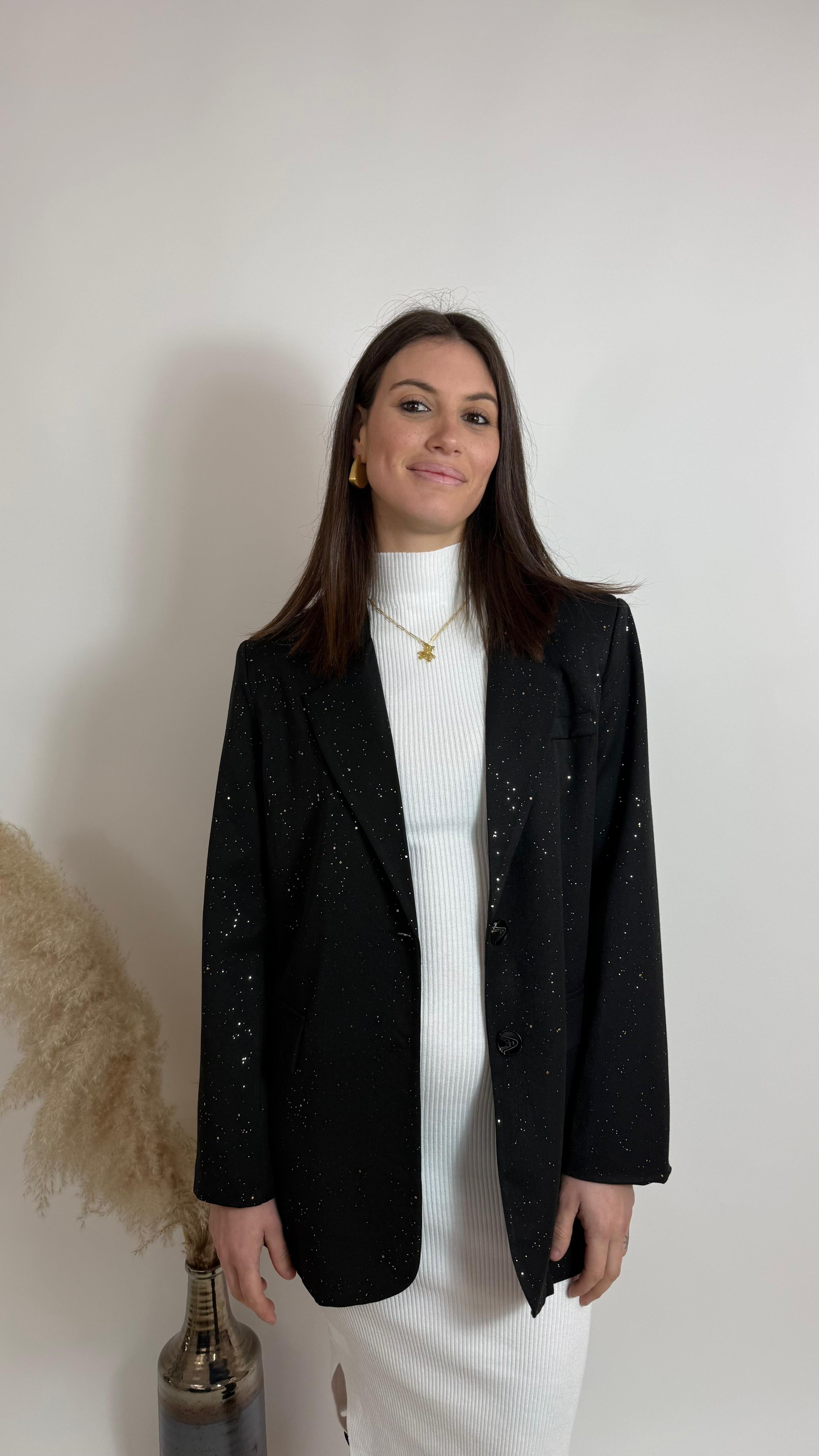 Giacca Tessuto Classico Sparkle Con Top Nera