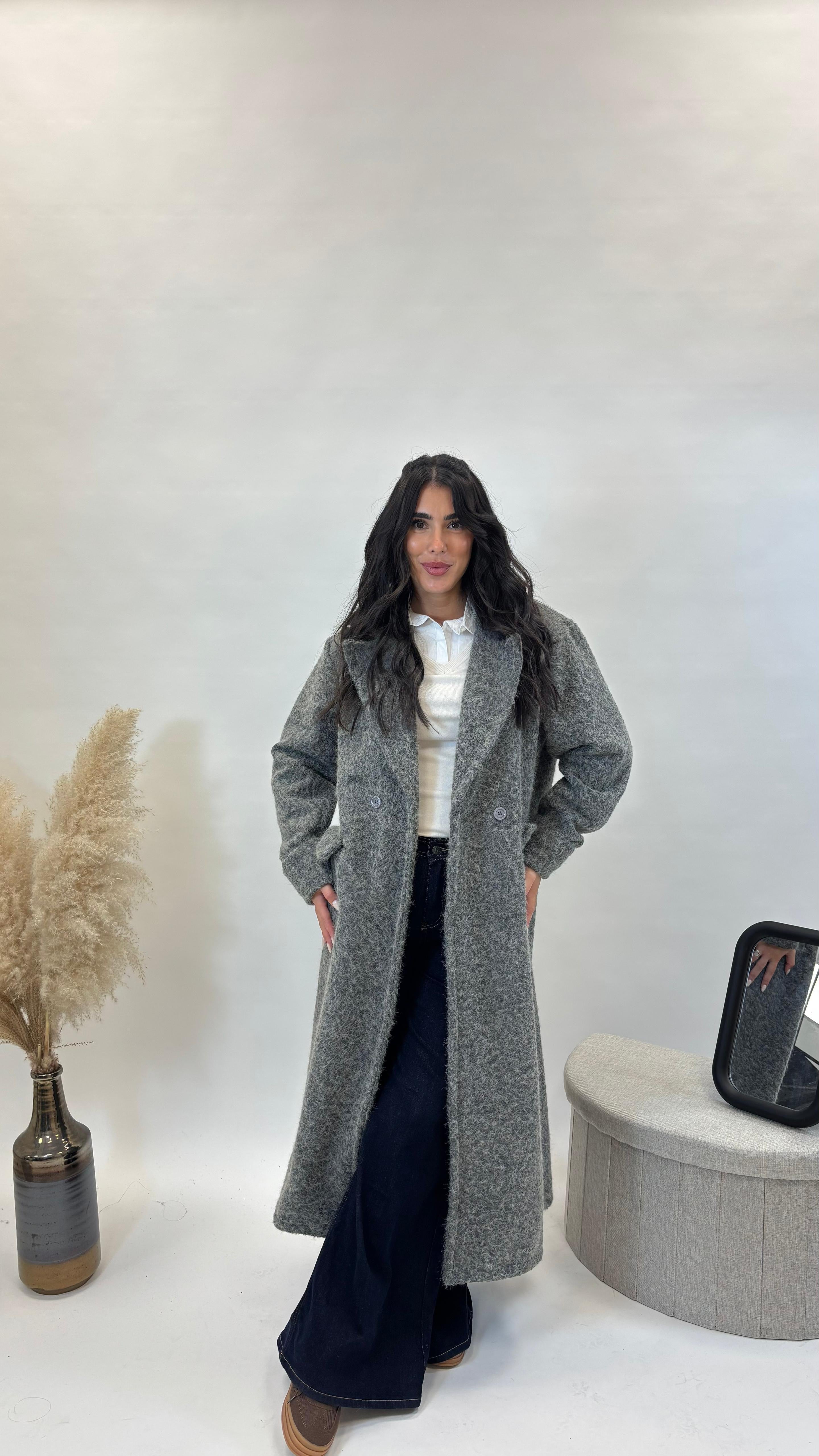 Cappotto Simil Teddy Grigio