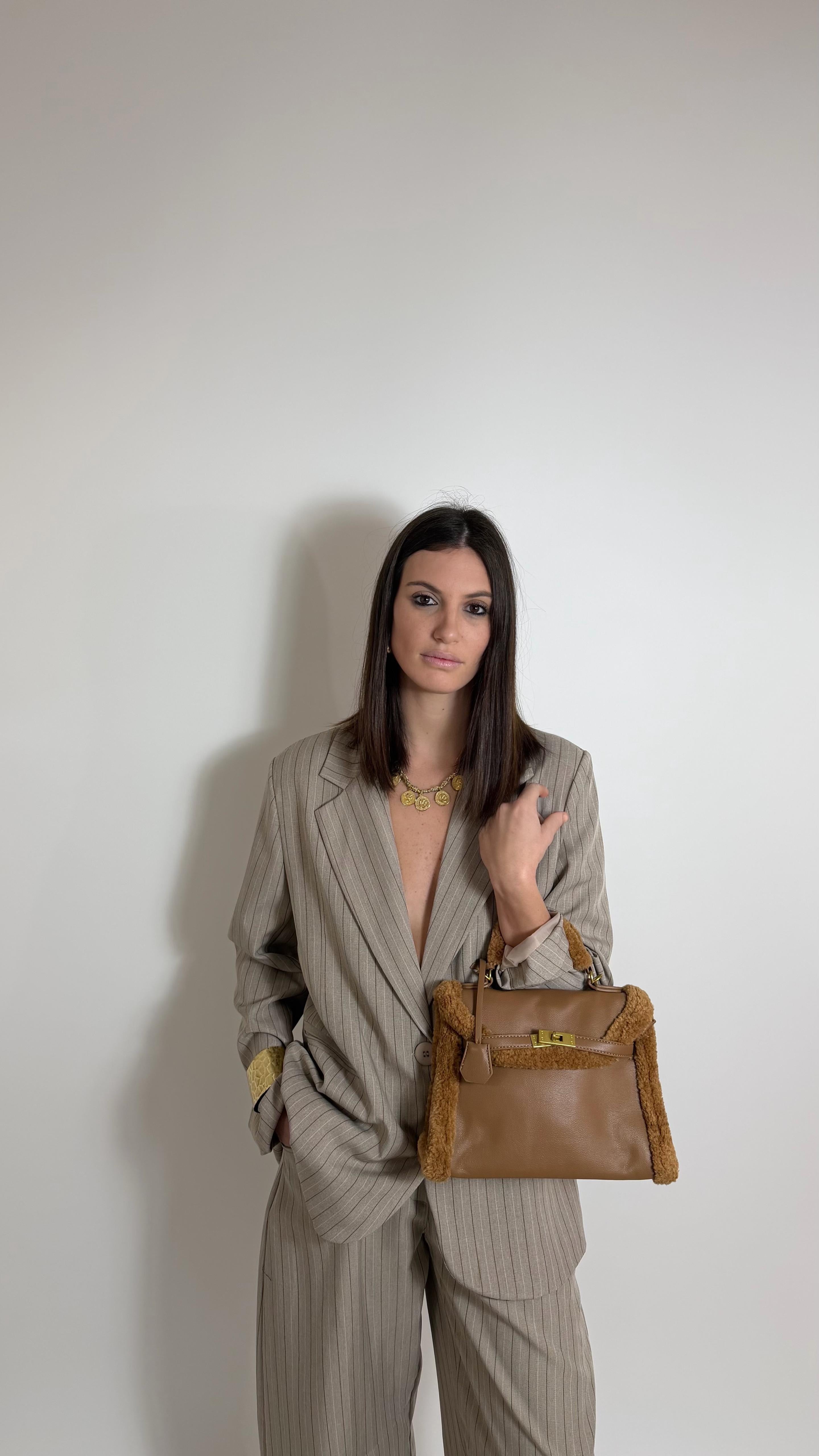 Mini Kelly Bag Ecofur Camel