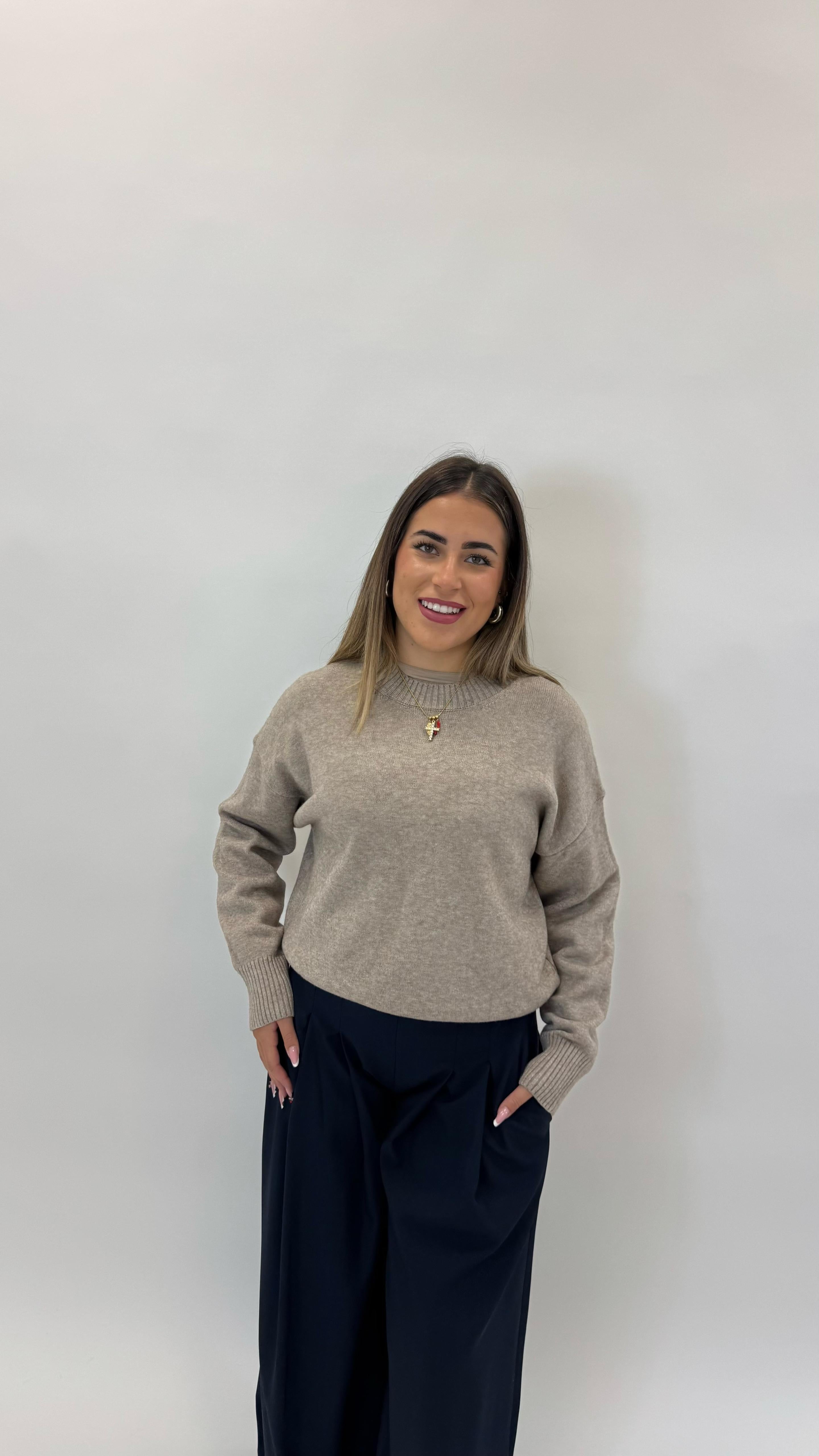 Pulloverone in Maglia Tortora