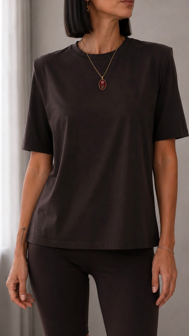 T-shirt con Spalline Choco