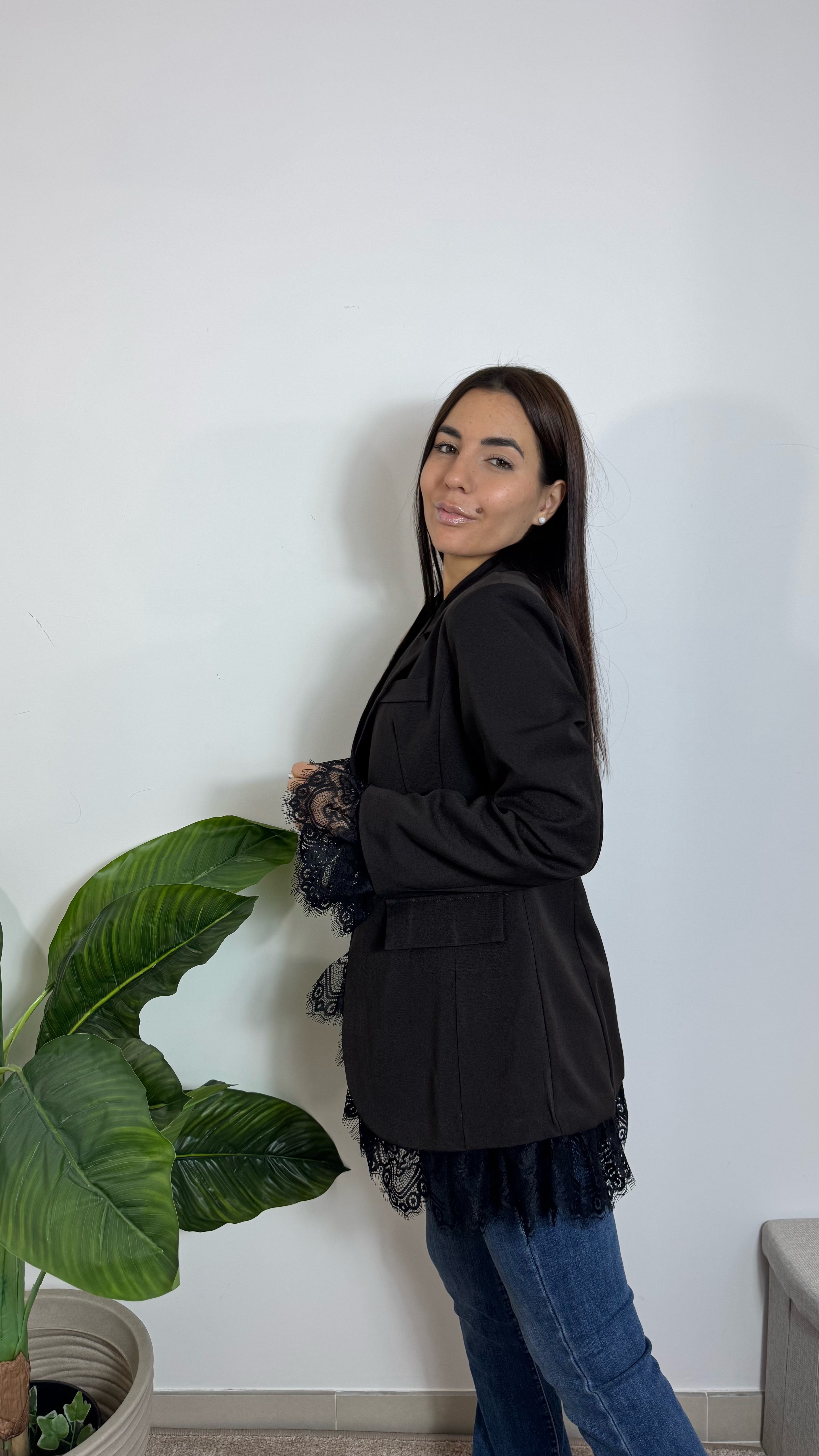 Giacca Inserti Pizzo Testa di moro