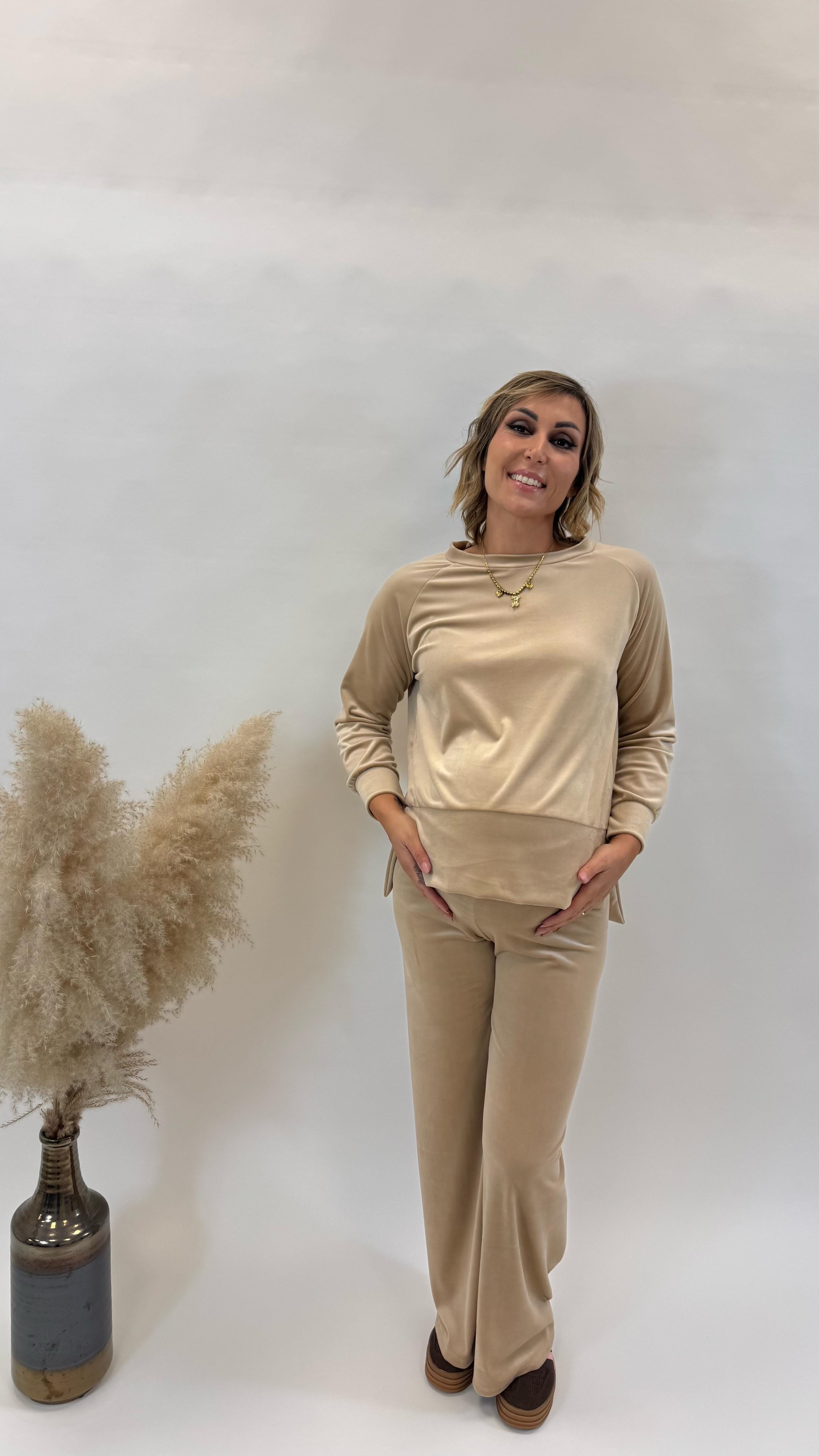 Tuta Flare Velvet Ecru