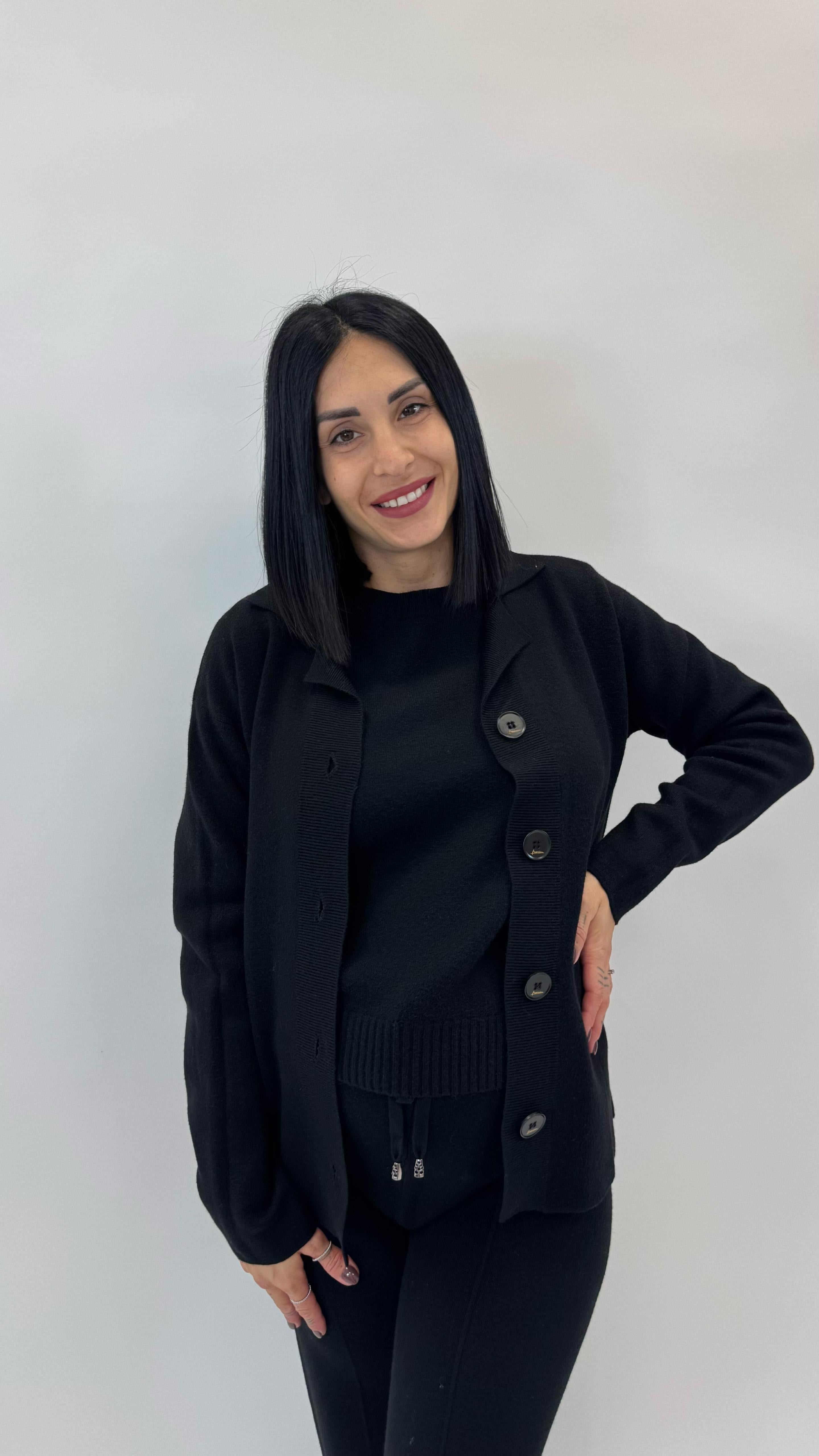 Cardigan Polo Top Quality Nero