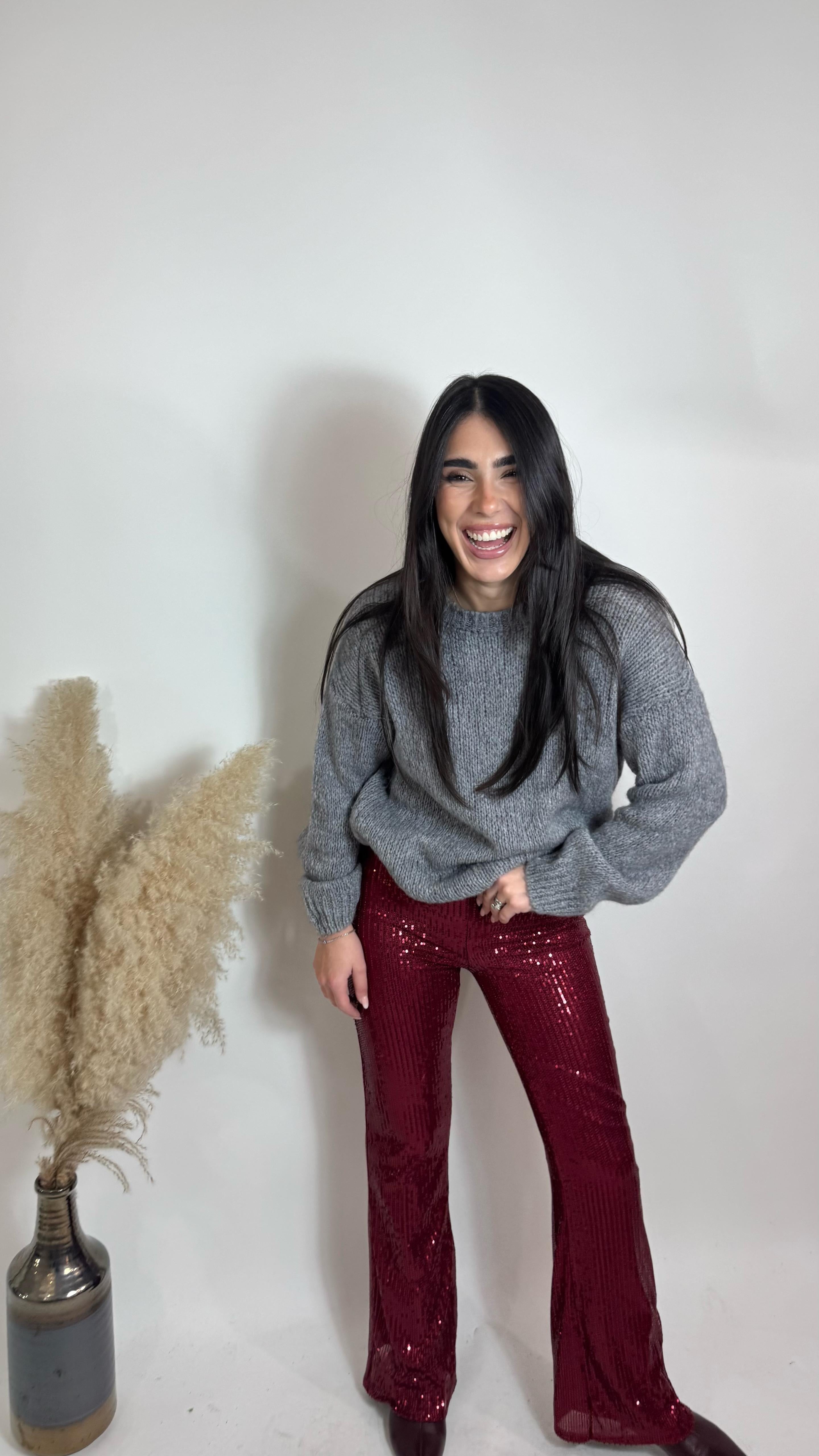 ✨Panta Flare Sparkling Burgundy