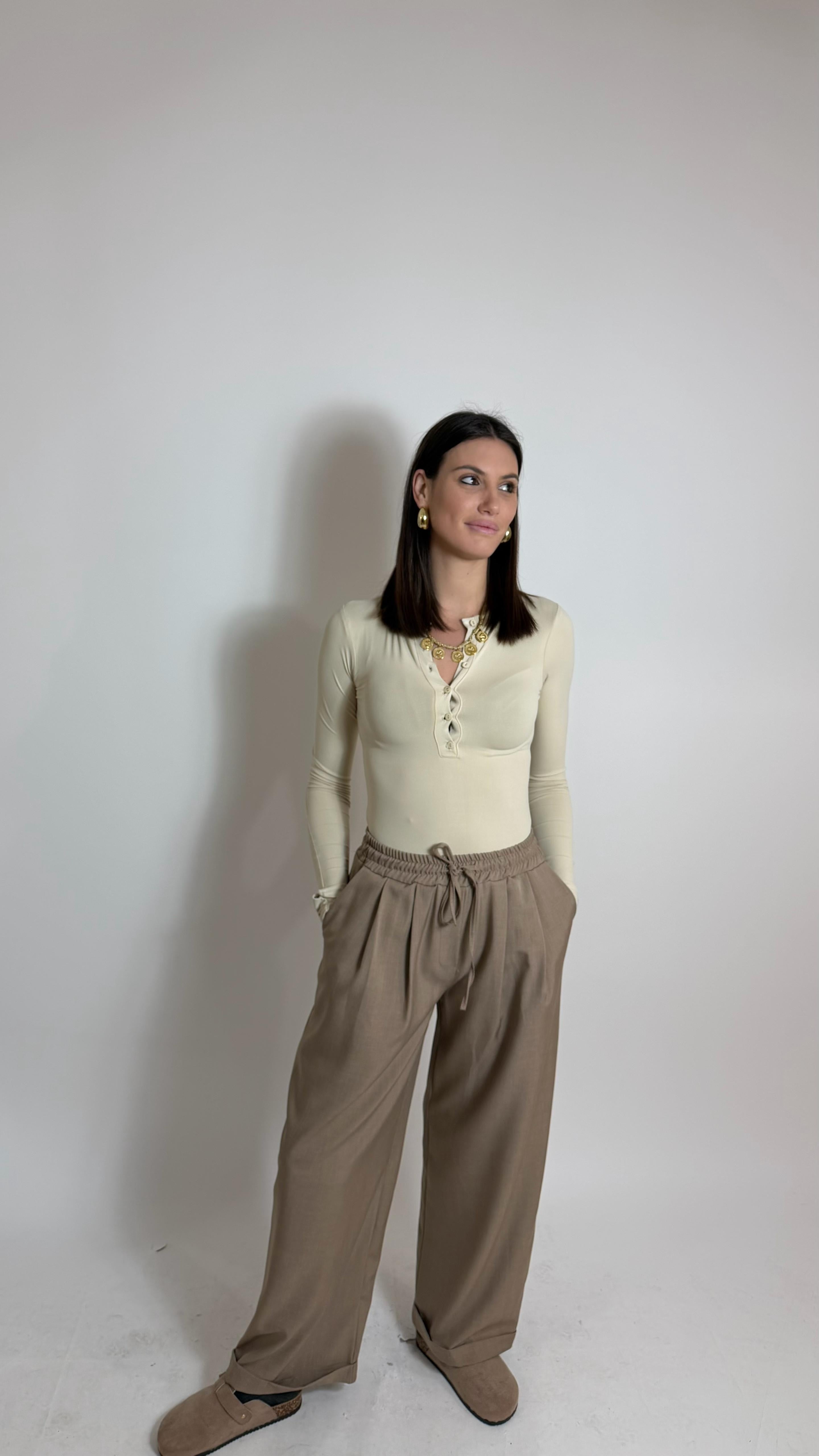 Panta Coulisse Strutturato Camel