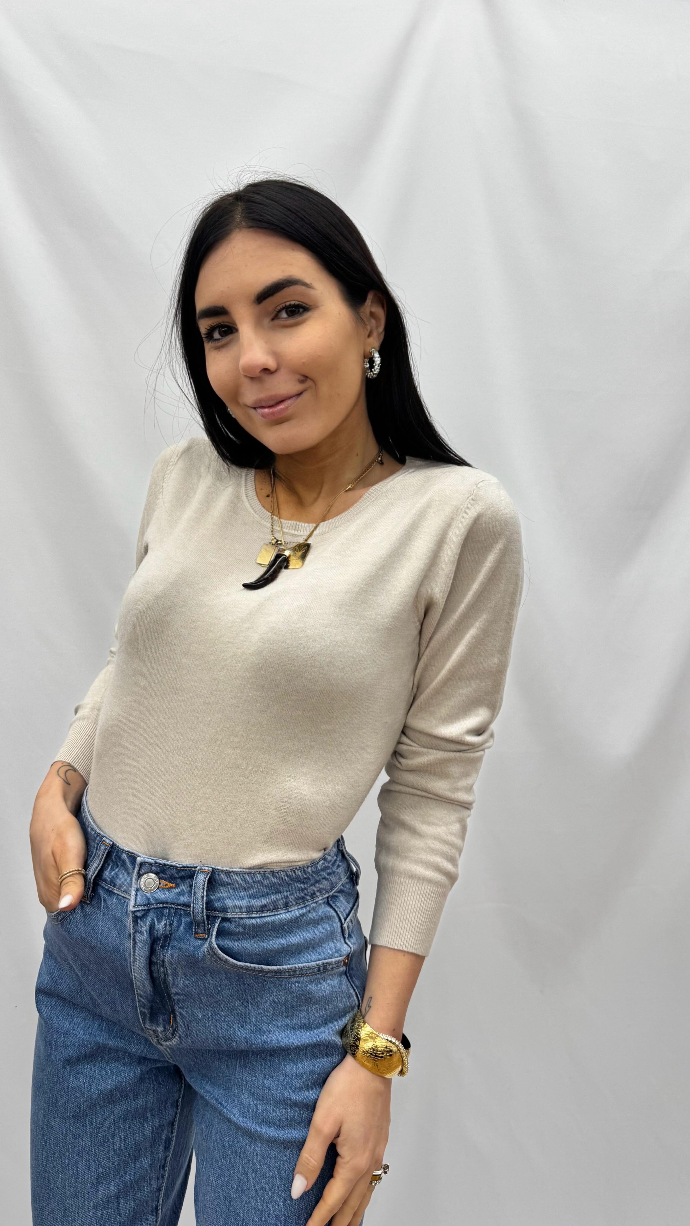 Pull Be You Girocollo Ecru