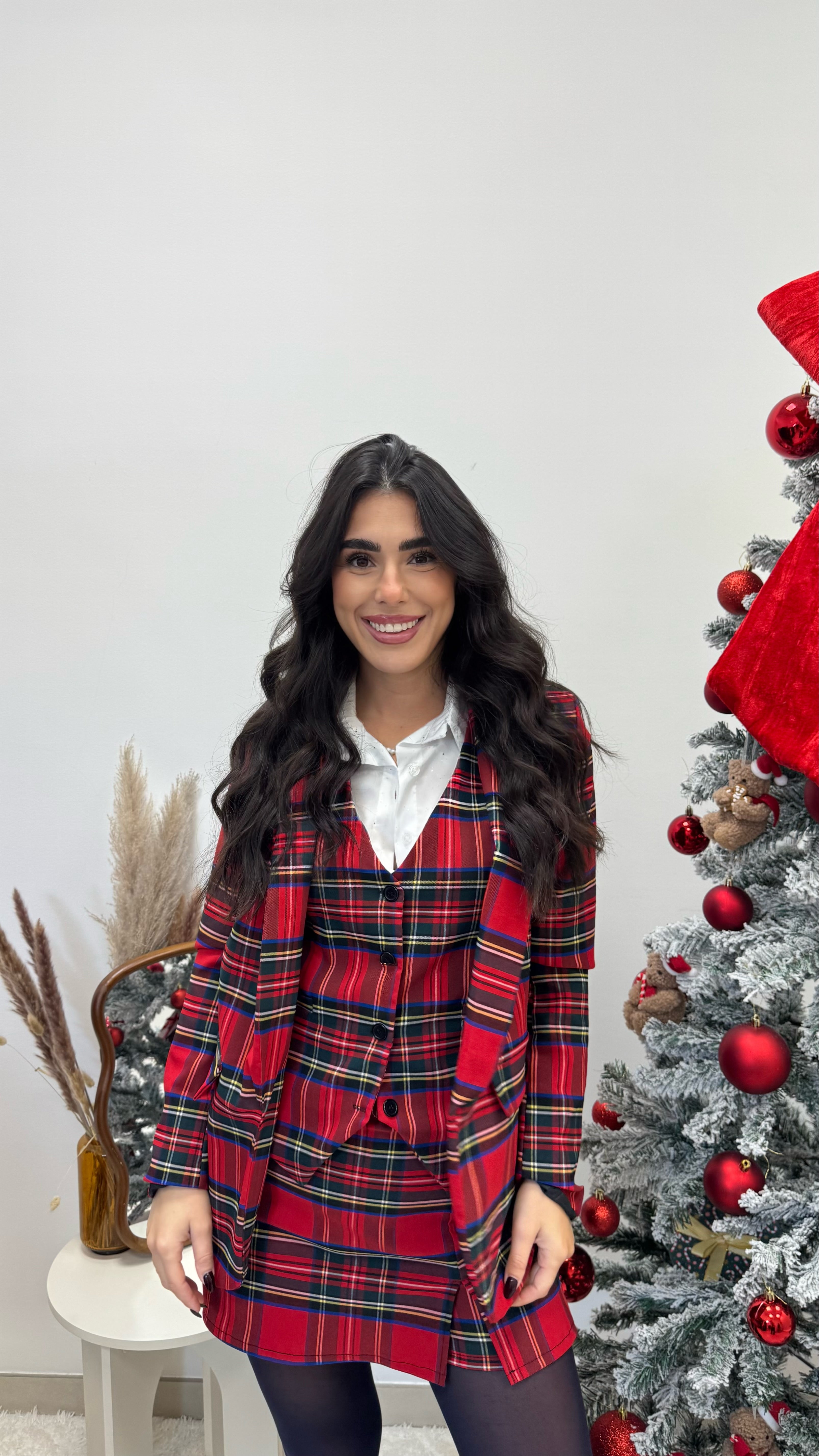 🎄Gilet Tartan Rosso