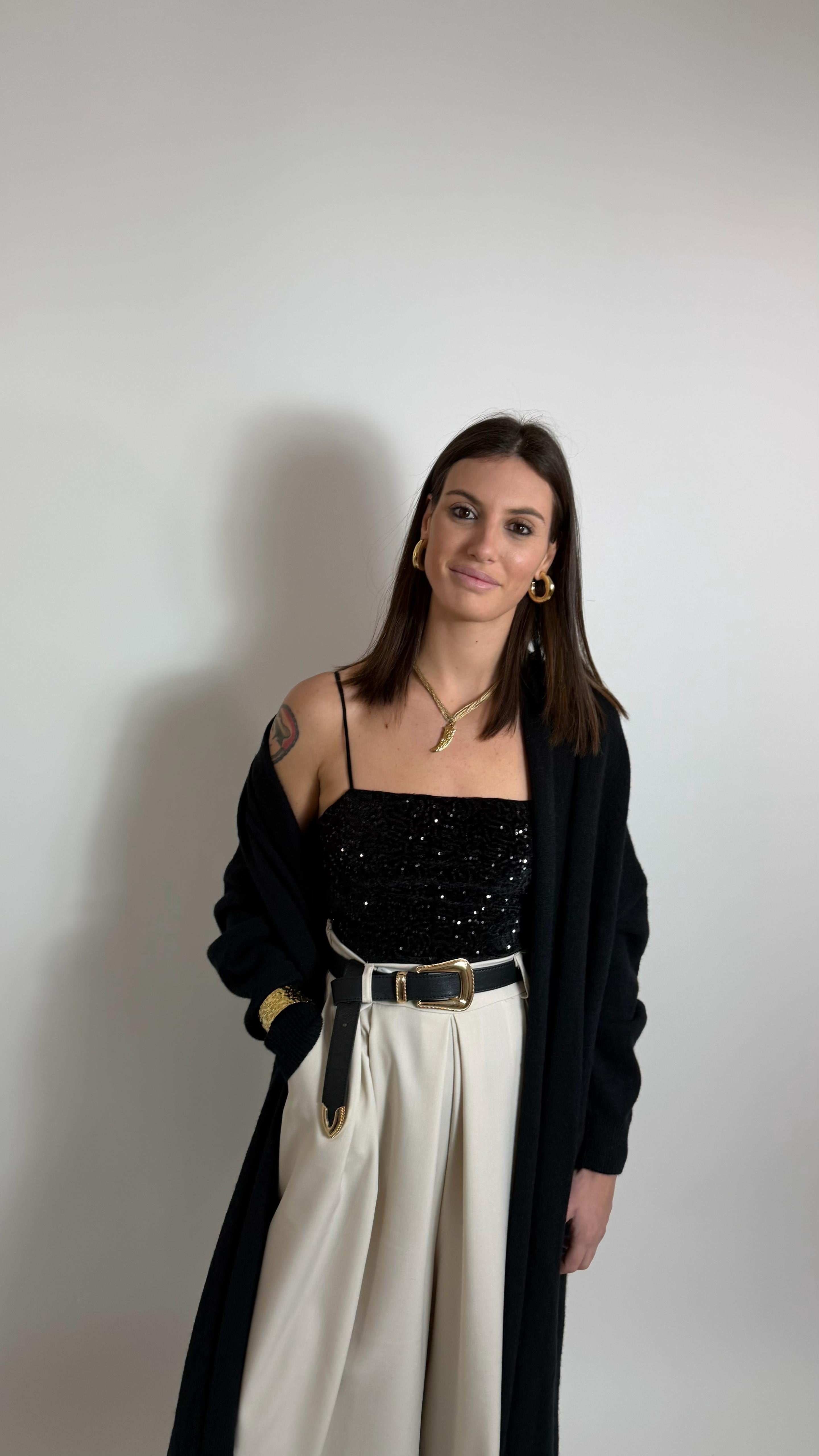 Body Paillettes Velvet Nero