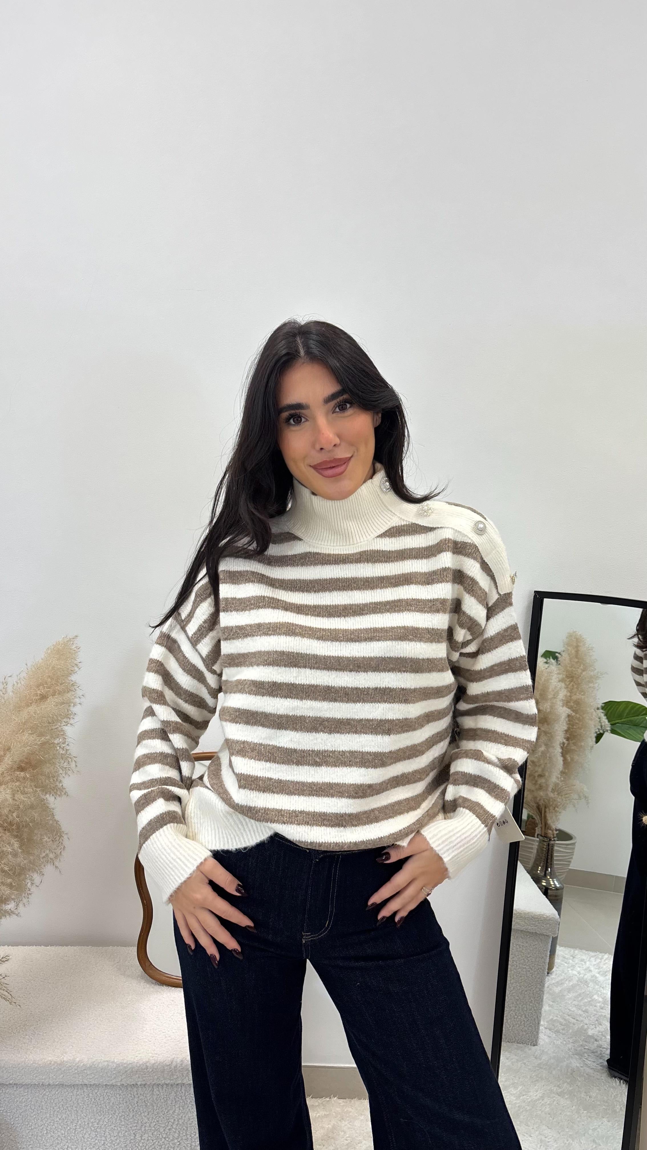 Pull Stripes Gioiello Tortora