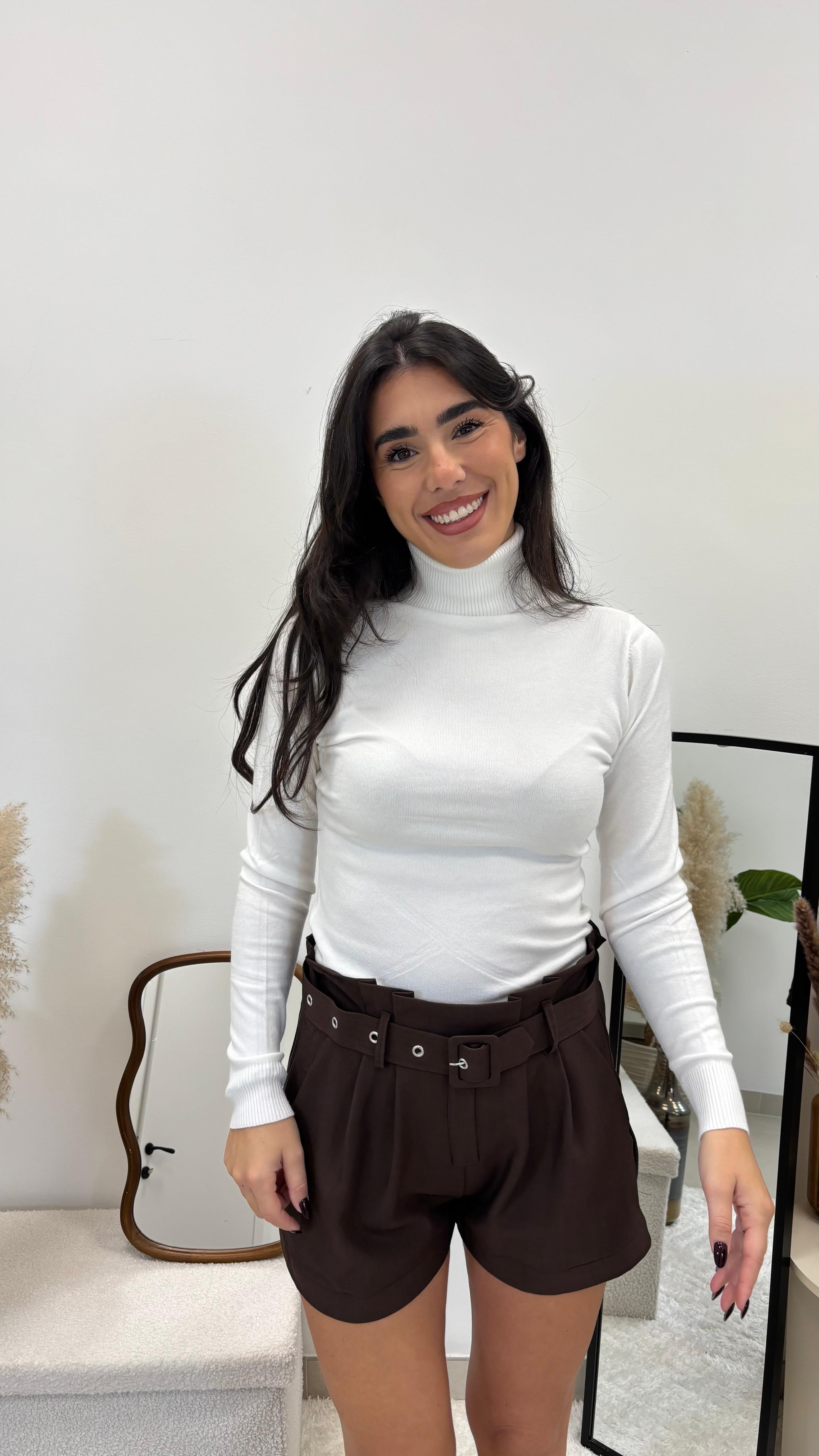 Shorts Tessuto Classico con Cinta Choco