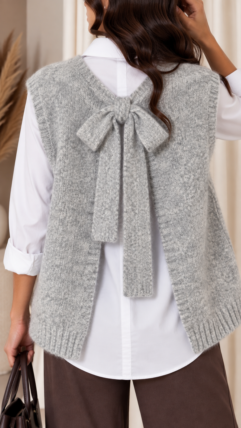 Gilet Bow Back Grigio Perla