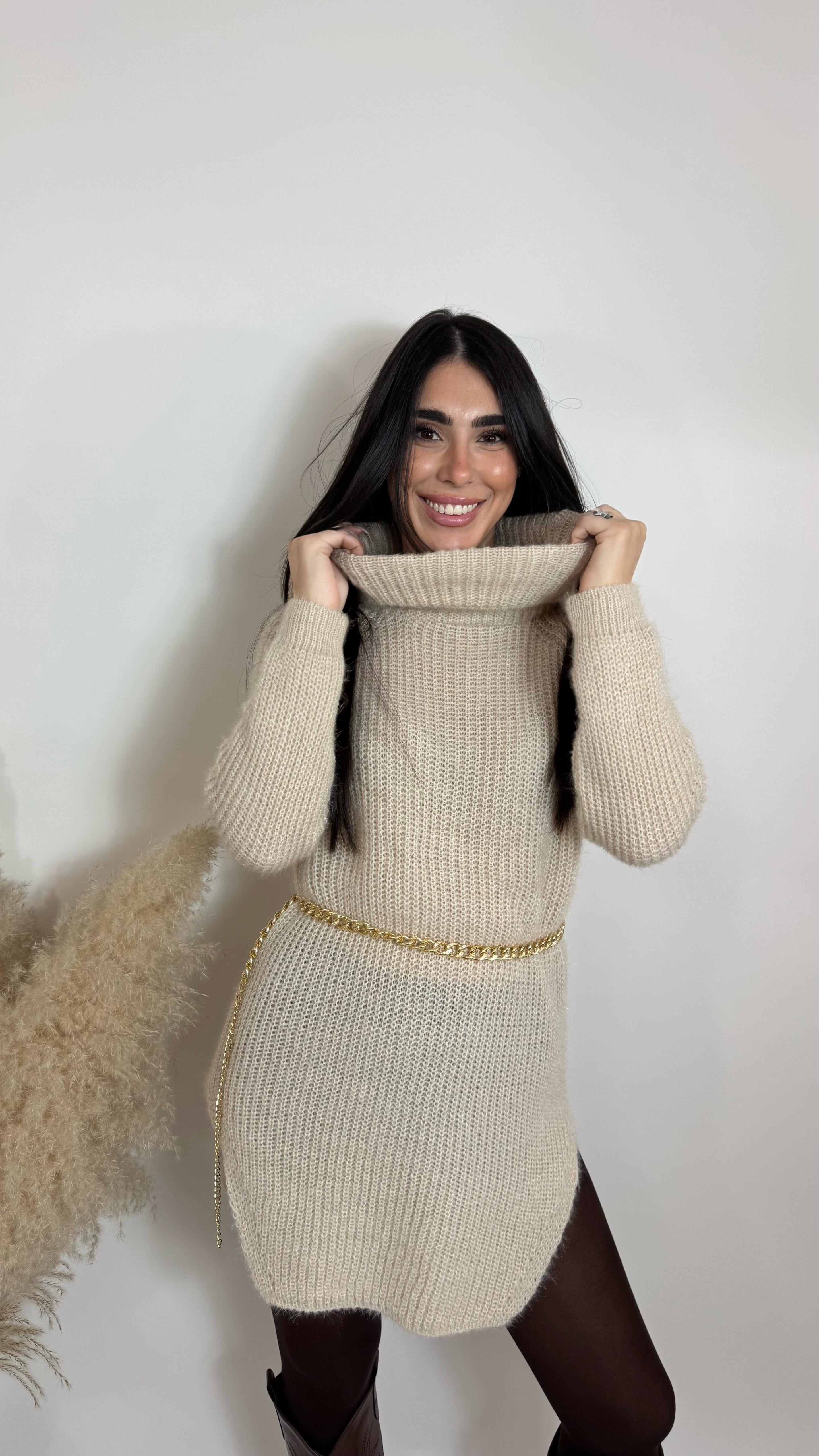 Maxi Pull Maglia Inglese Nude